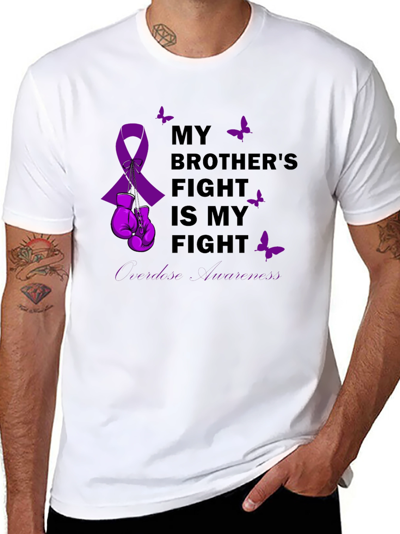 Black Brother's Fight Awareness Ribbon T-Shirt view 8