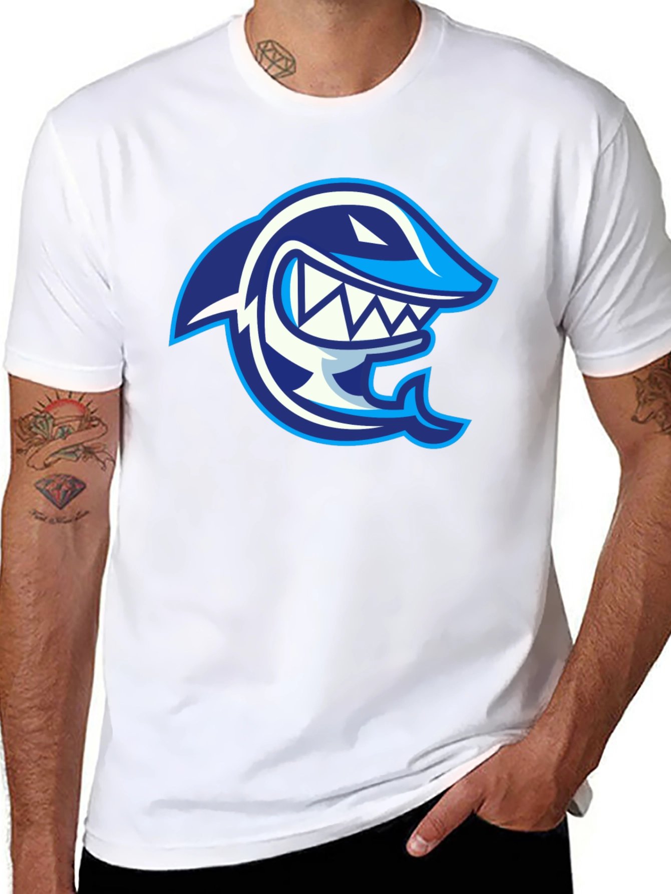 Black Cool Shark Graphic T-Shirt - Black view 8