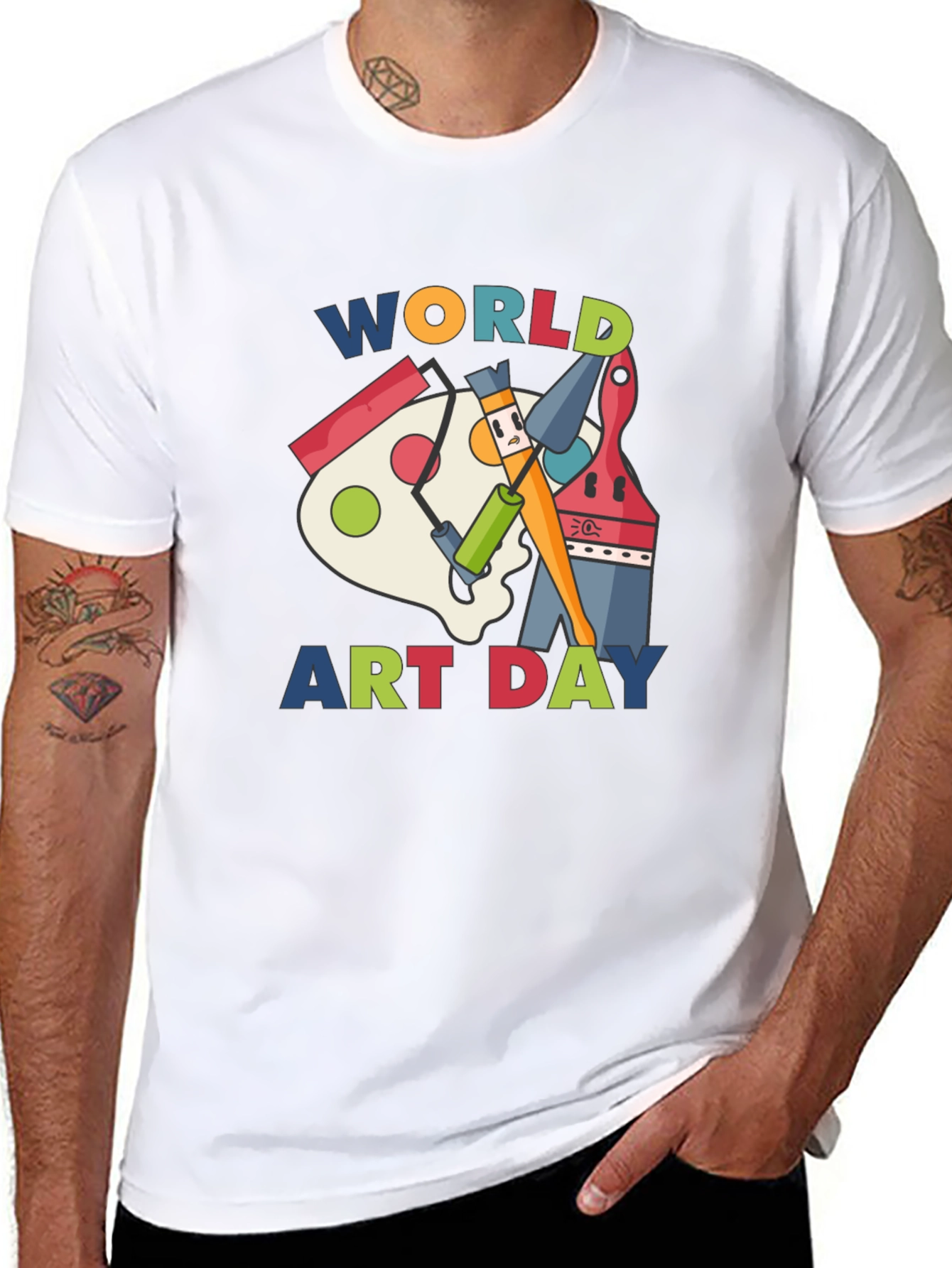 Black World Art Day Black T-Shirt view 8