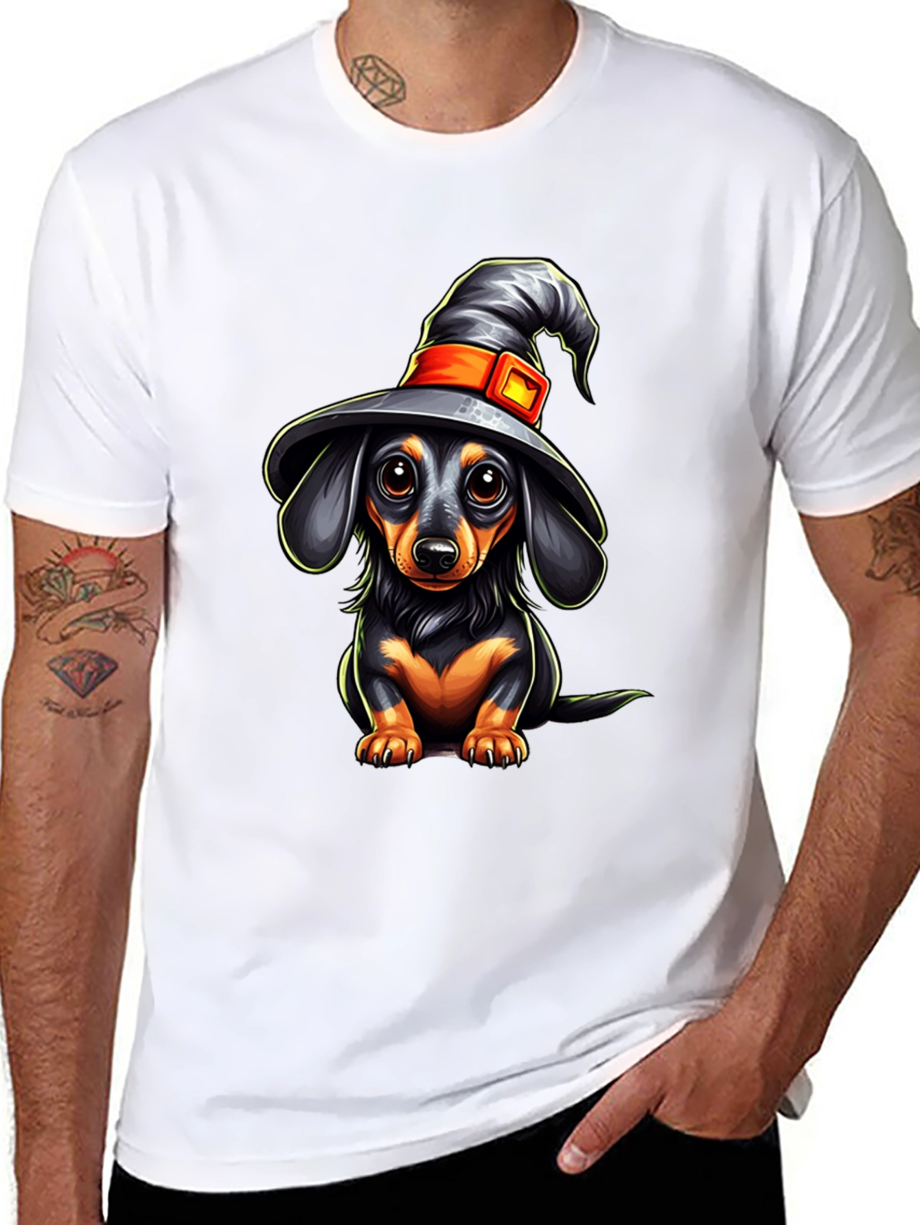 Black Witch Dachshund T-Shirt - Halloween Dog Tee view 8