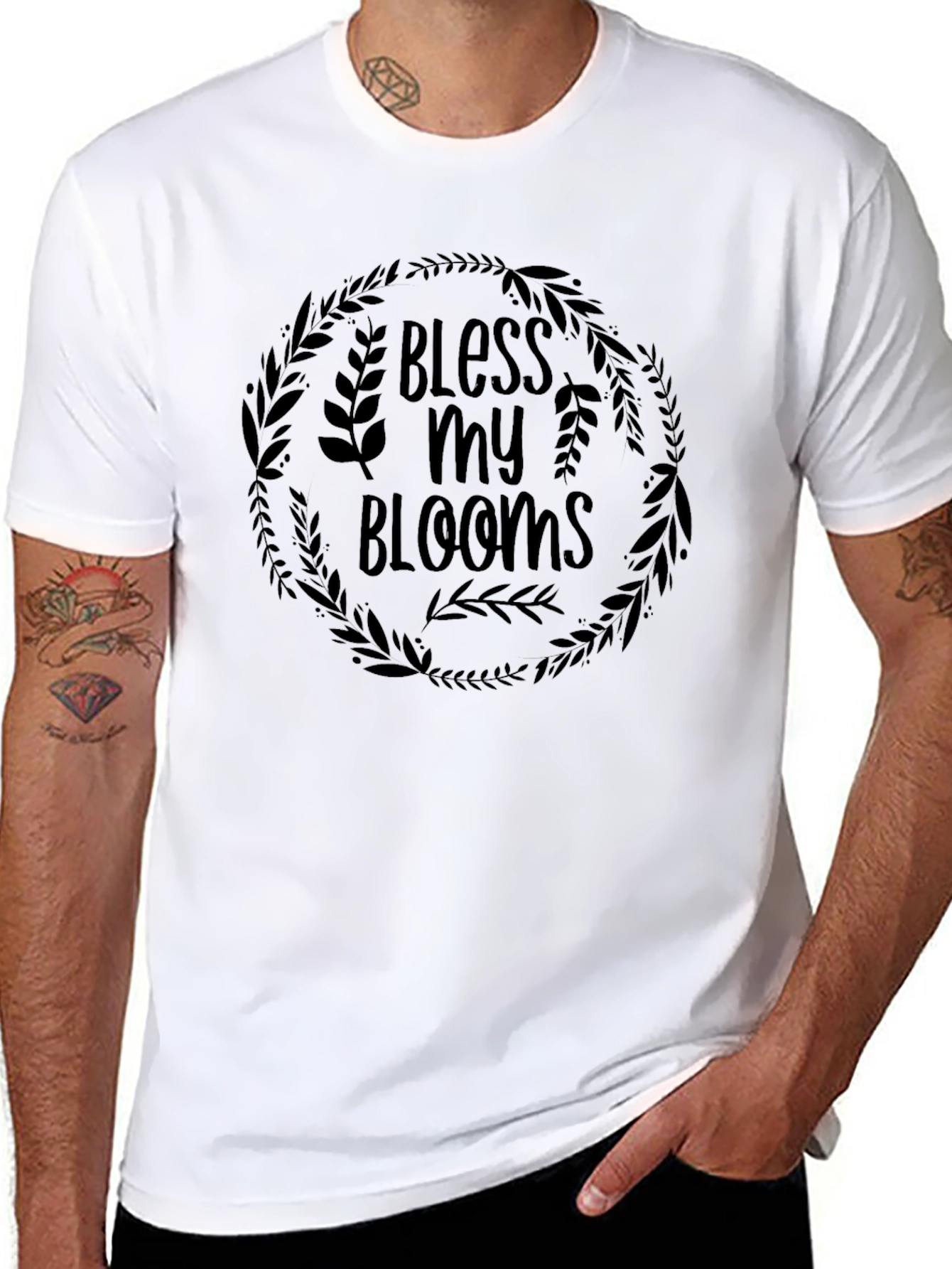 Black Bless My Blooms Graphic T-Shirt - Black view 8