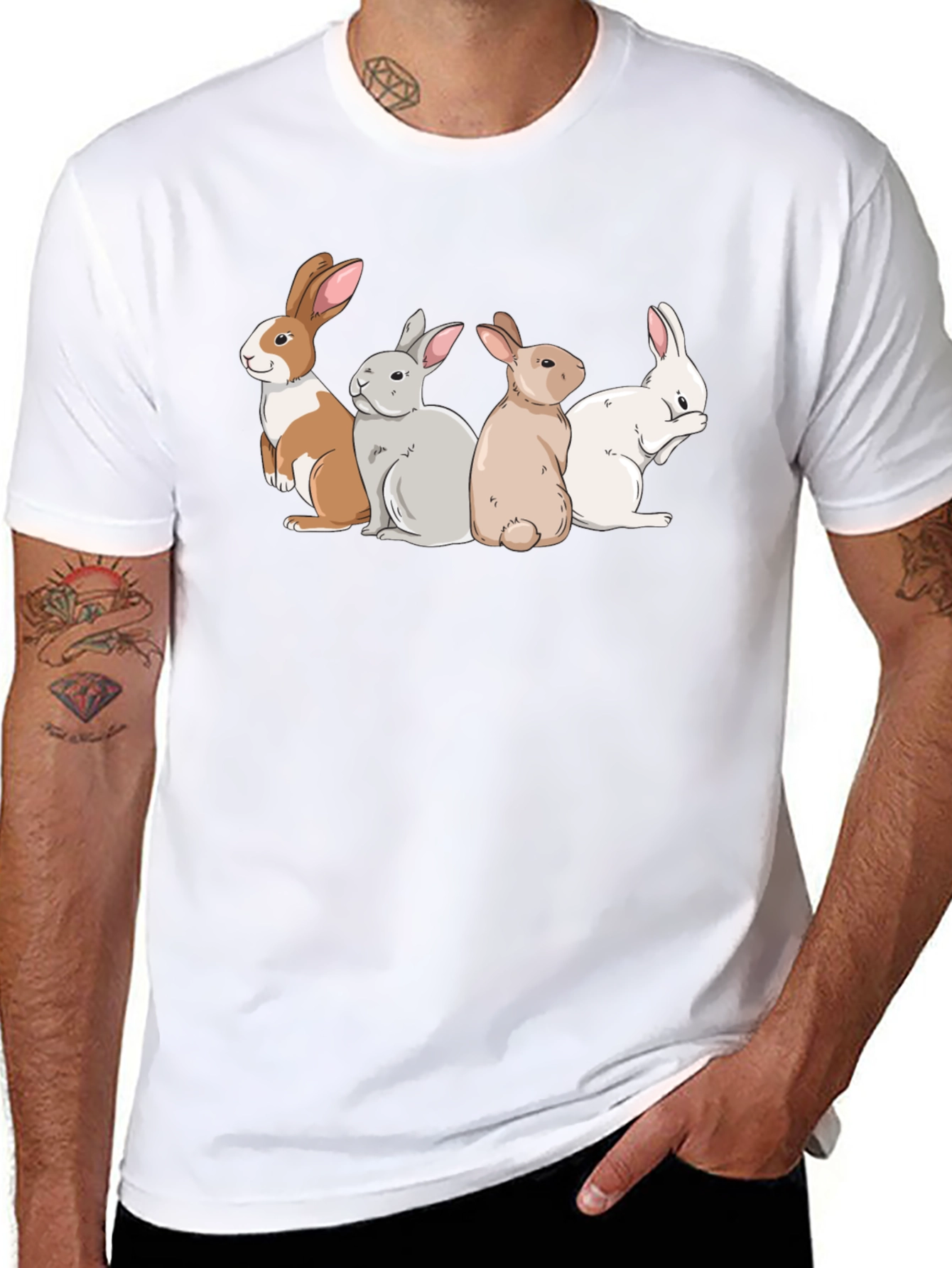 Black Bunny Squad Graphic Tee - Soft Cotton T-Shirt view 8