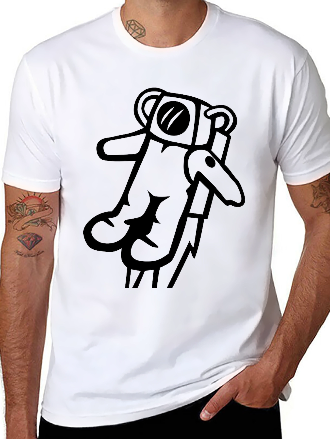 Black Astronaut Bear Graphic Tee - Soft Cotton Black T-Shirt view 8
