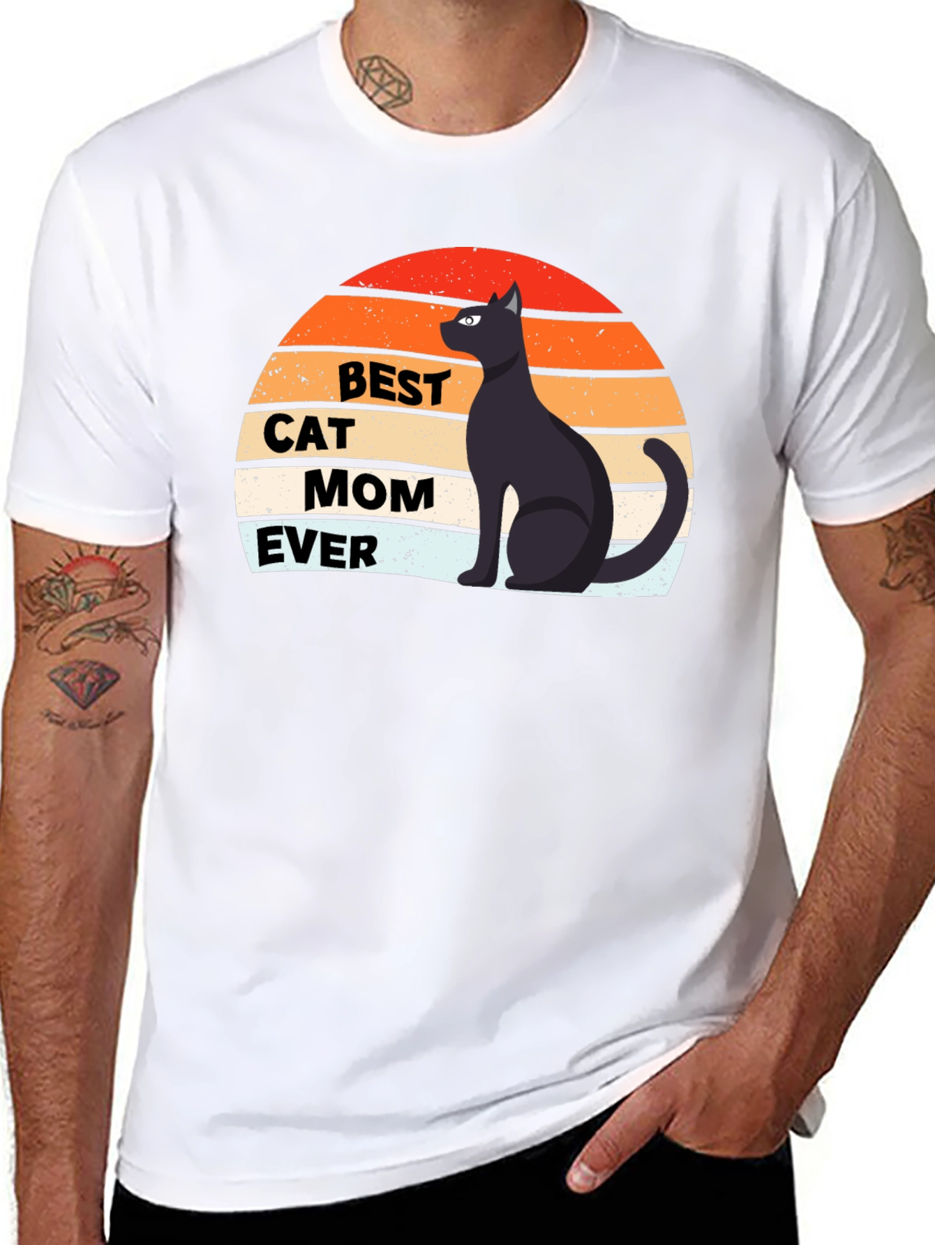 Black Best Cat Mom Ever Graphic Tee view 8