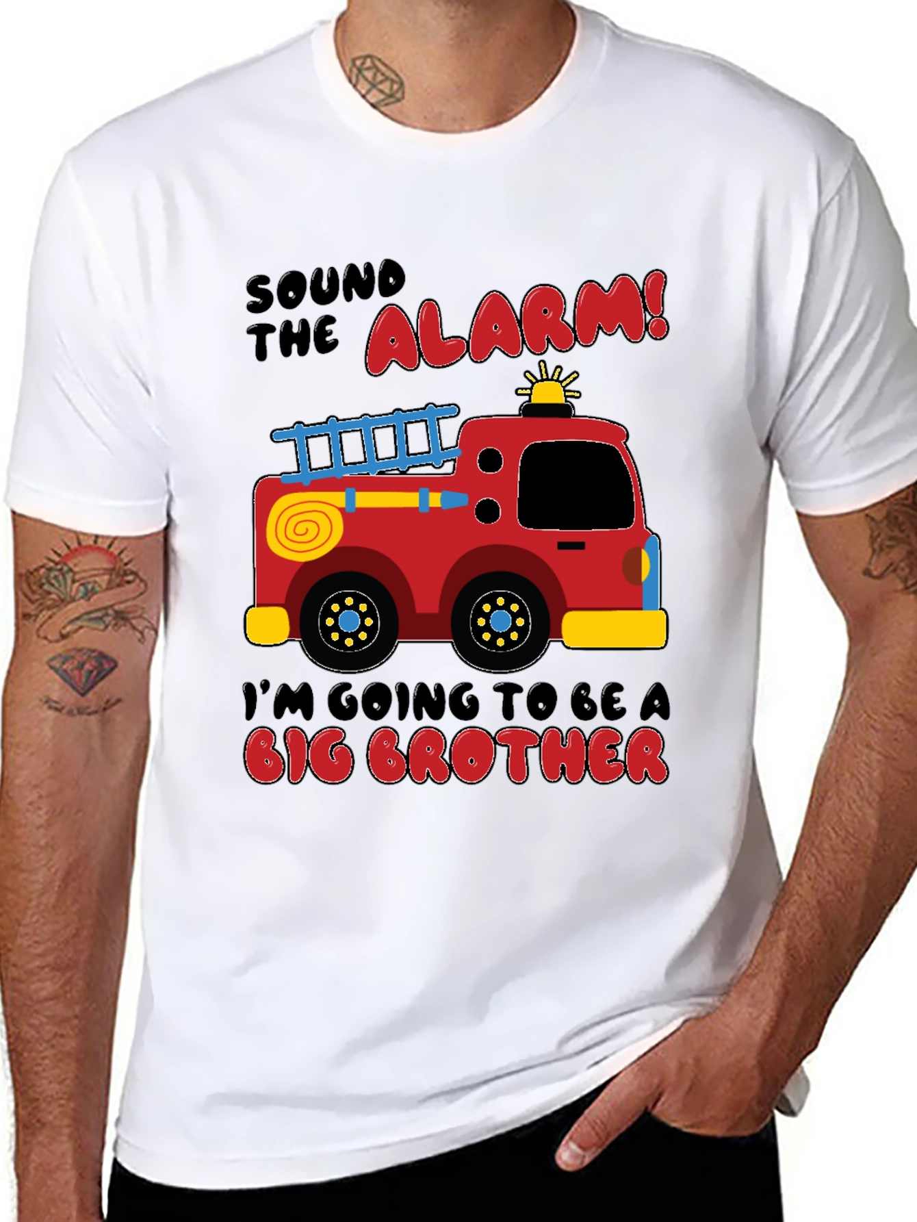 Black Big Brother Firetruck Announcement T-Shirt view 8