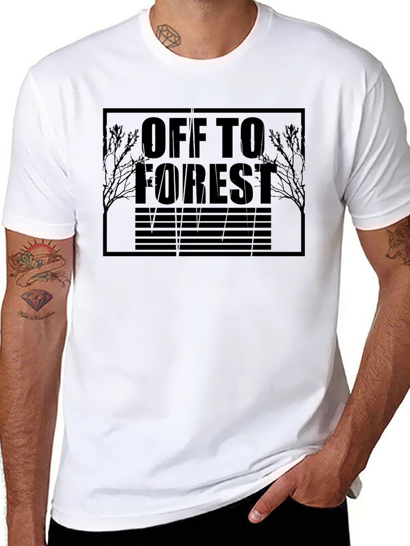 Black Off To Forest Black Graphic T-Shirt view 8