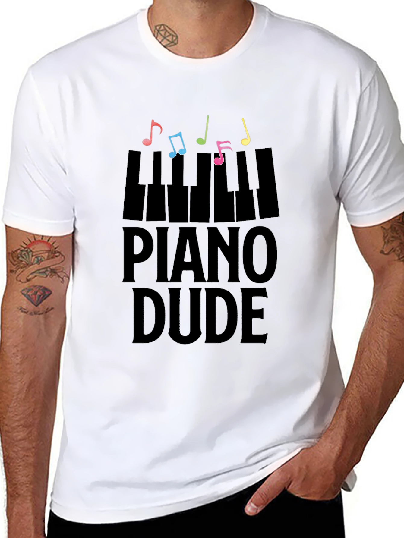 Black Piano Dude Black Graphic Tee view 8