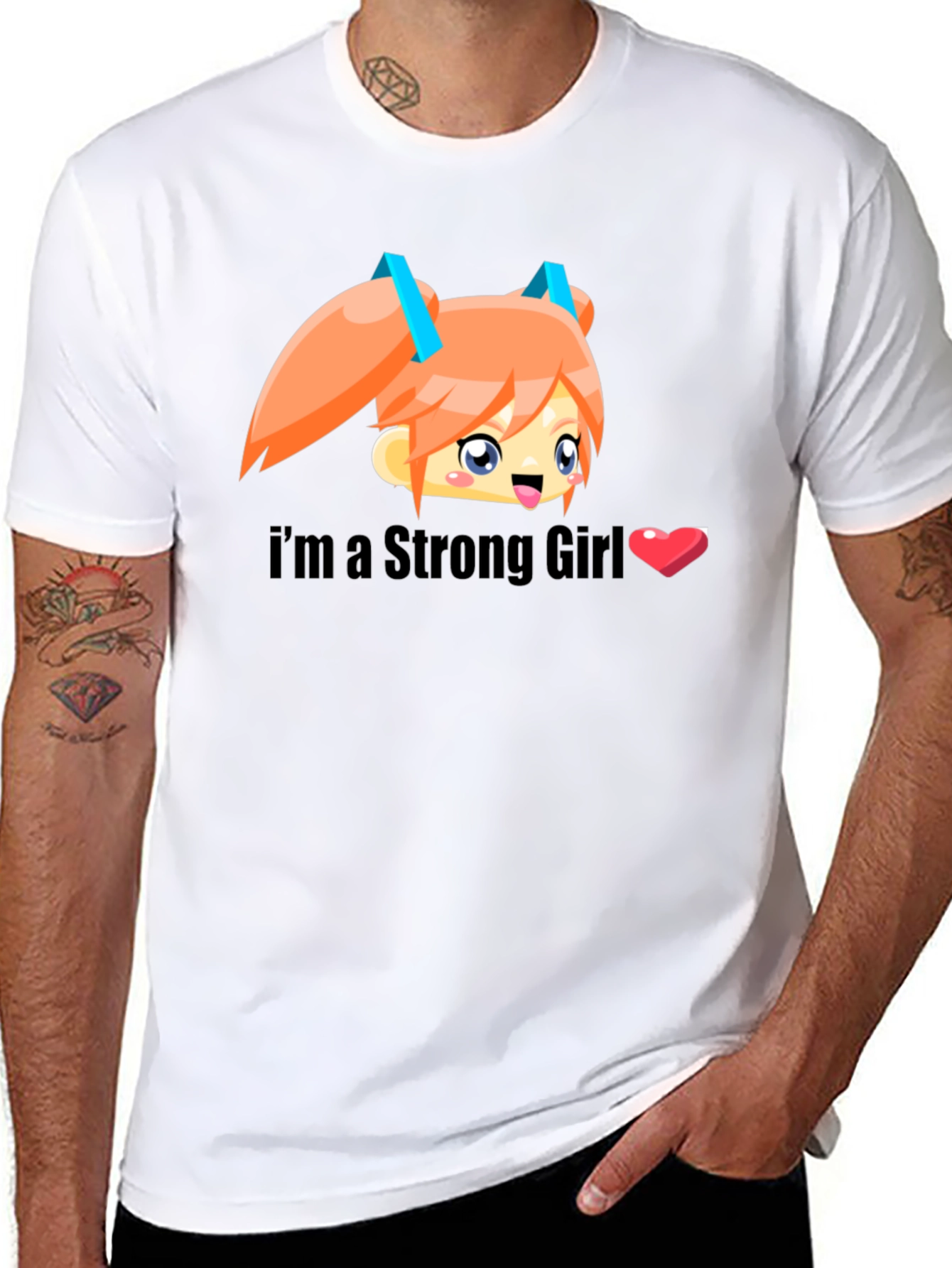 Black I'm a Strong Girl Black T-Shirt view 8