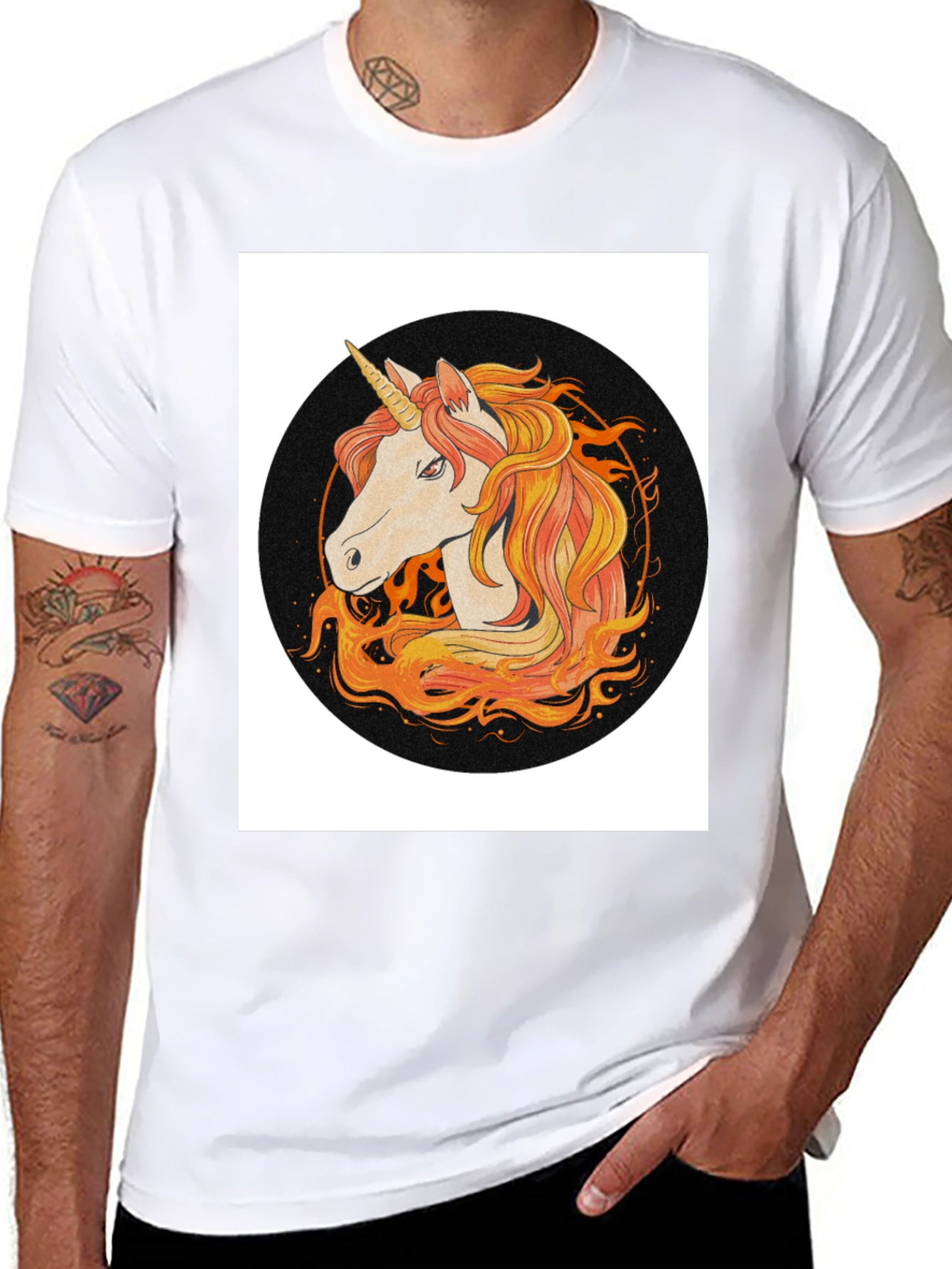 Black Unicorn Graphic Tee - Black Cotton Blend view 8