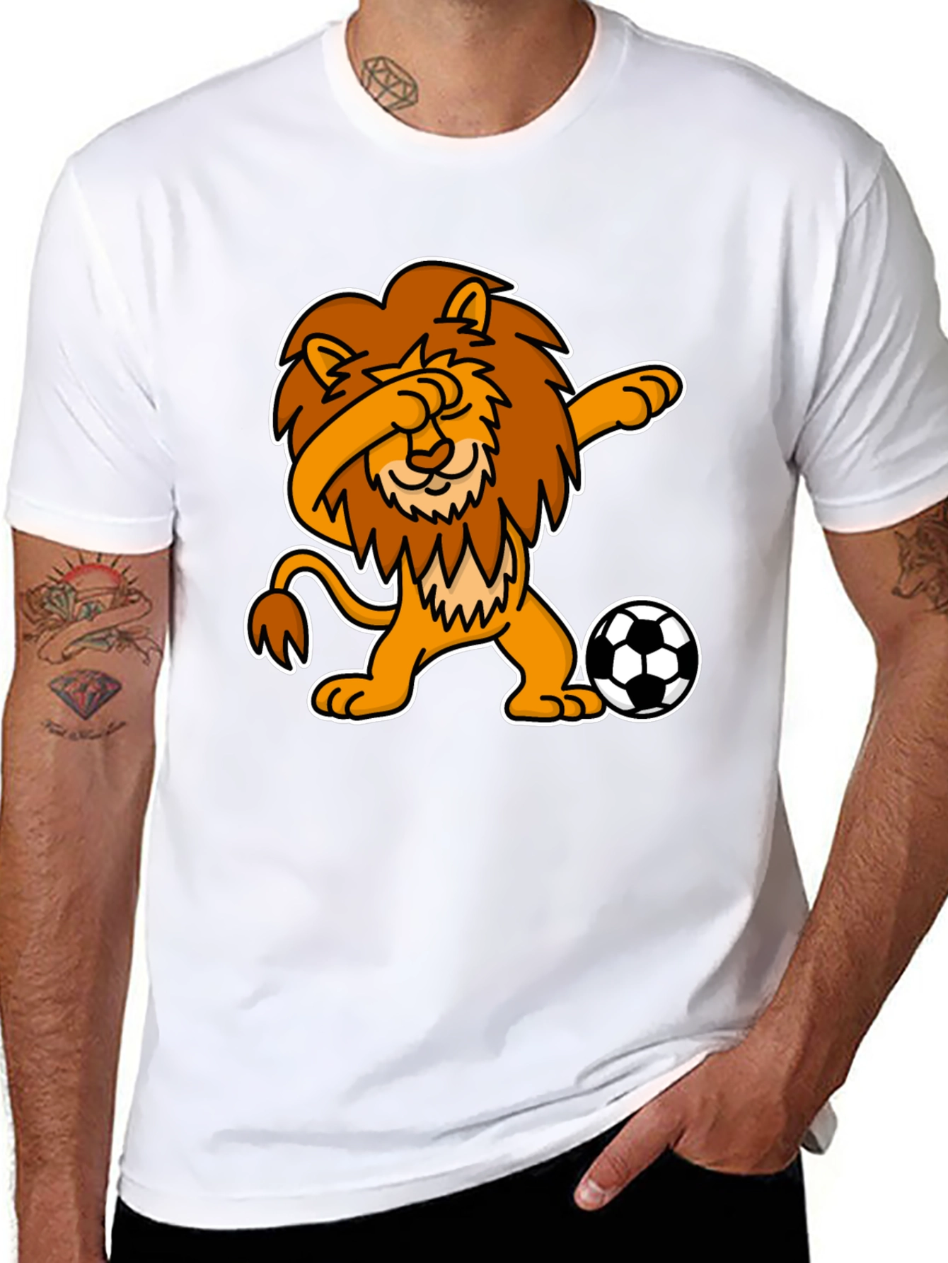 Black Dabbing Lion Soccer T-Shirt - Black view 8