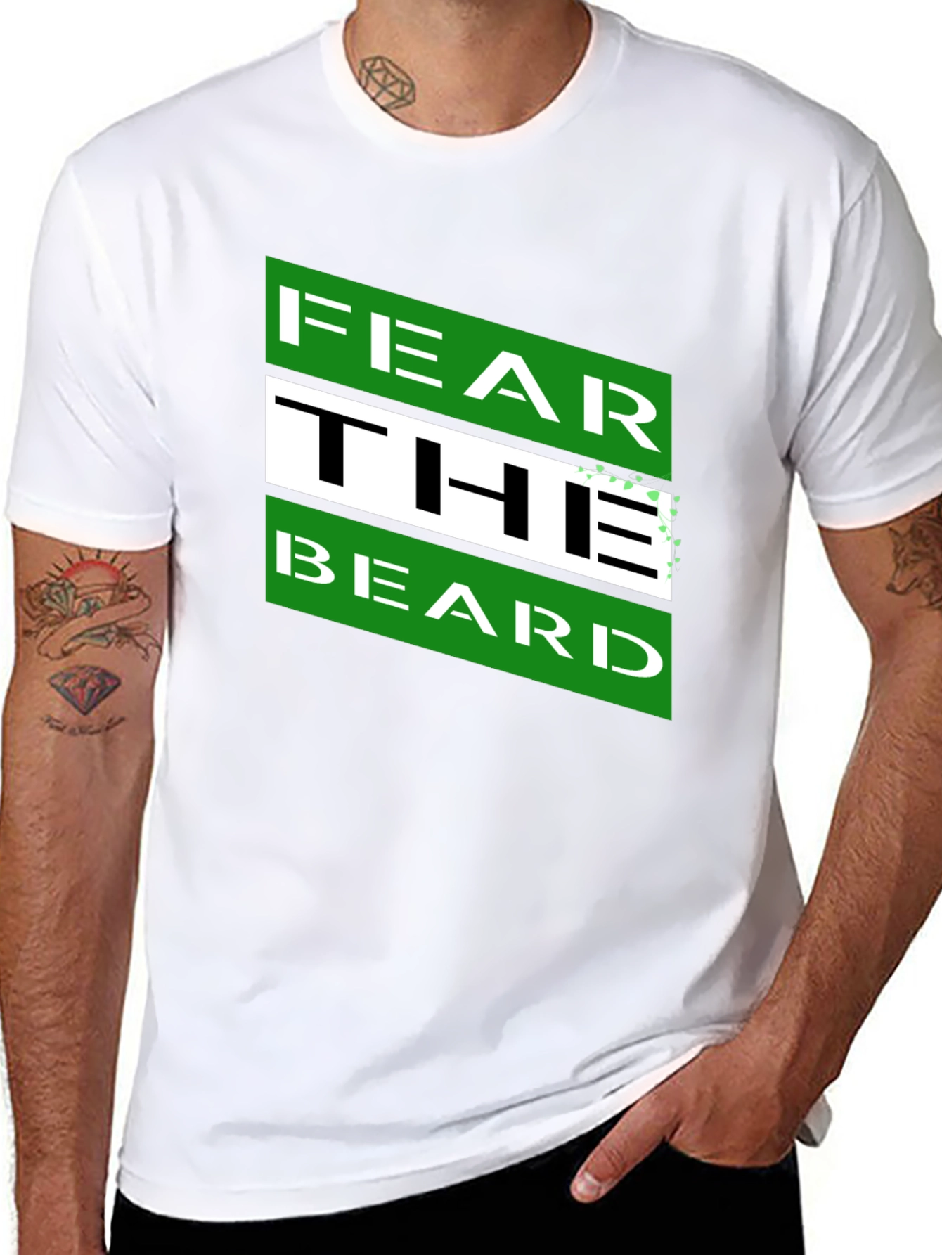 Black Fear The Beard Graphic Tee - Men's Short Sleeve T-Shirt view 8