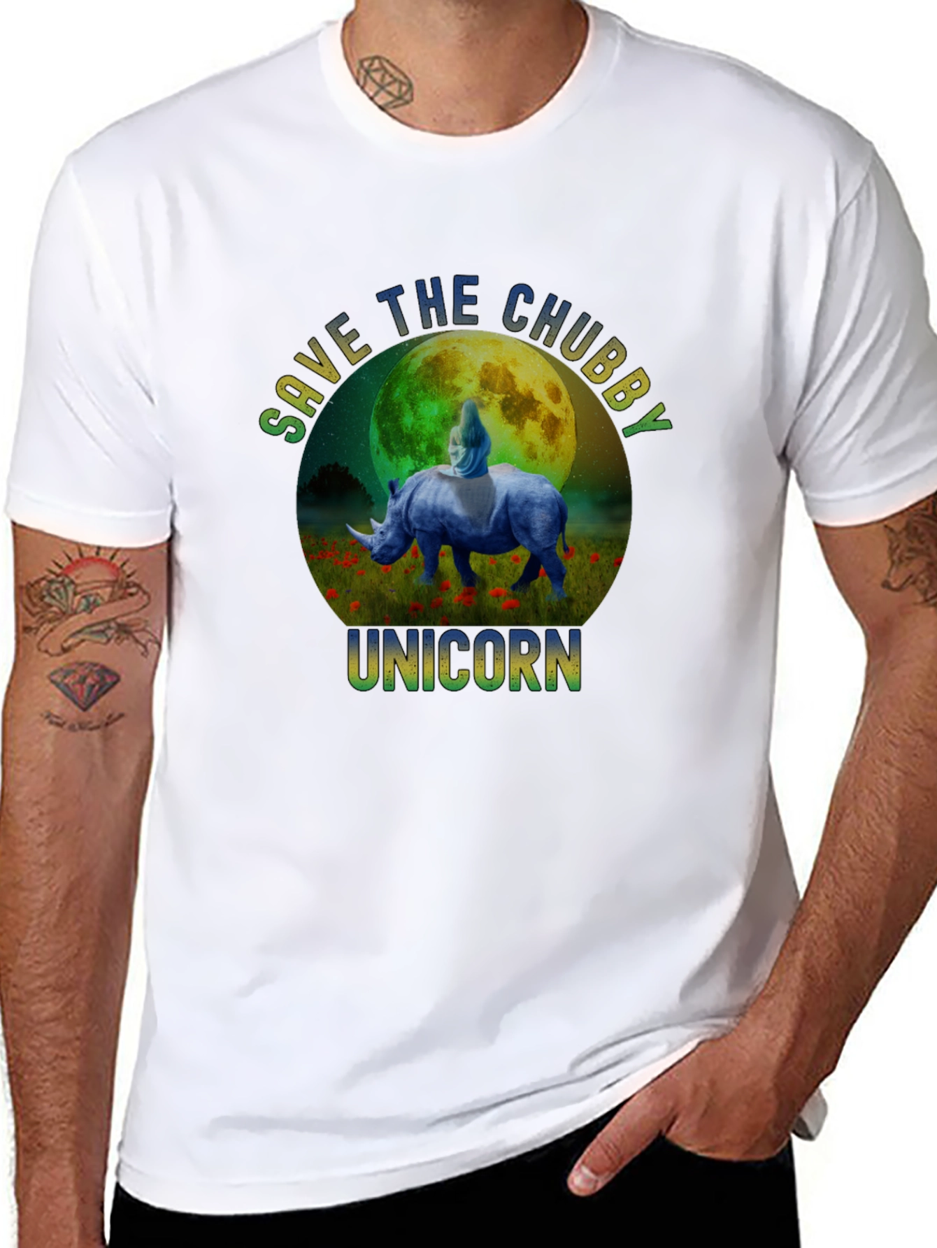 Black Save The Chubby Unicorn Graphic T-Shirt view 8