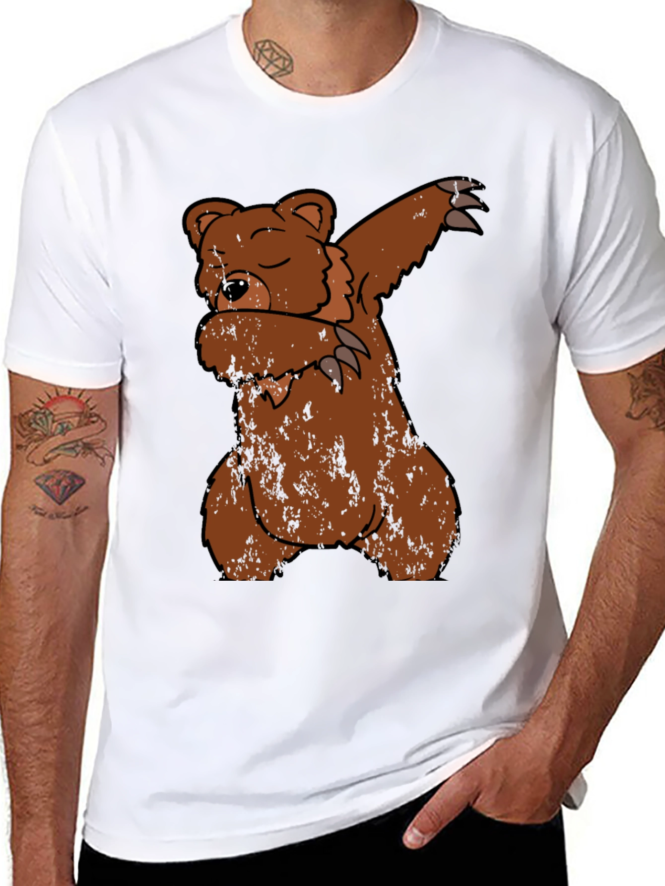Black Dabbing Bear Graphic T-Shirt view 8