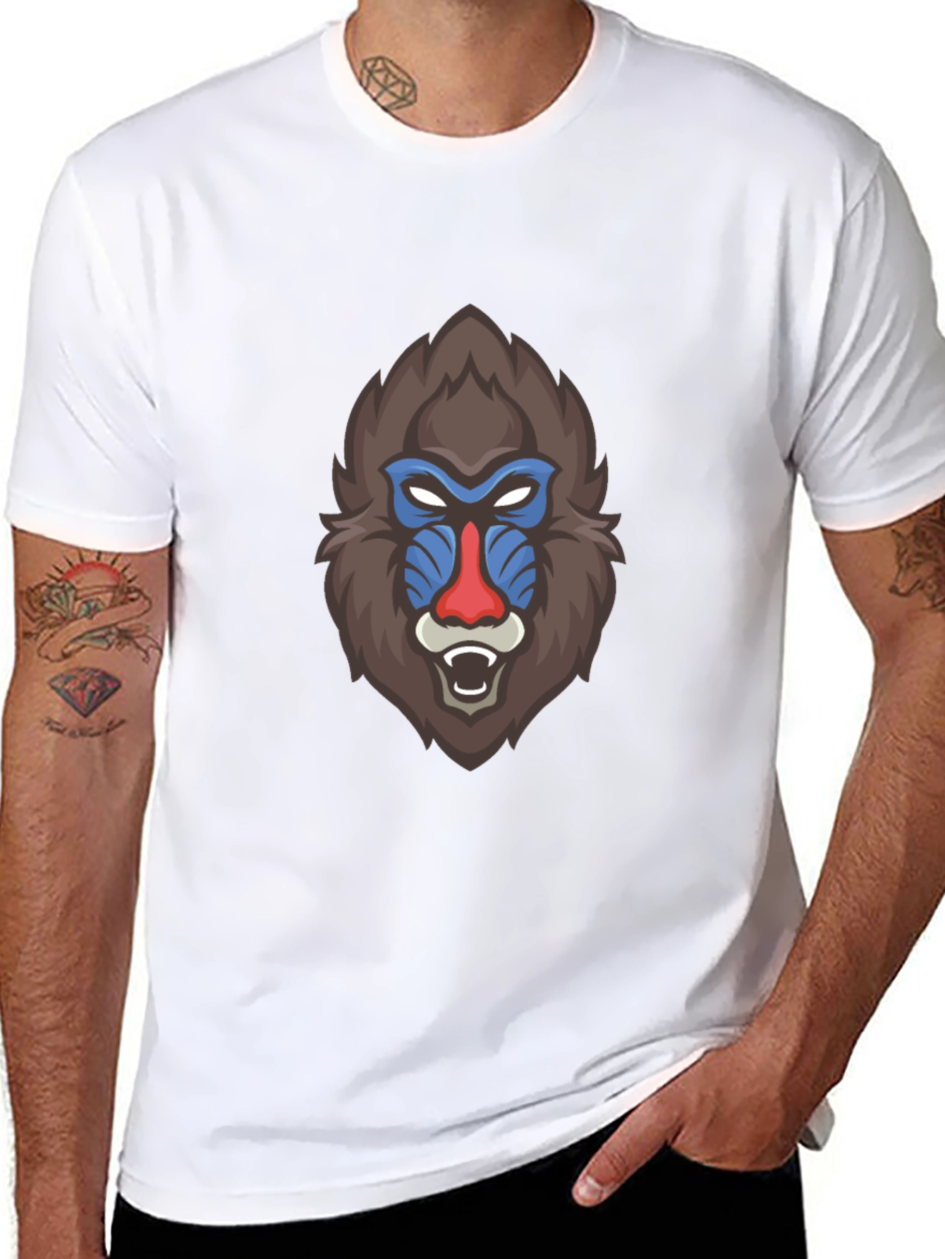 Black Bold Mandrill Graphic Tee - Black Cotton Blend view 8