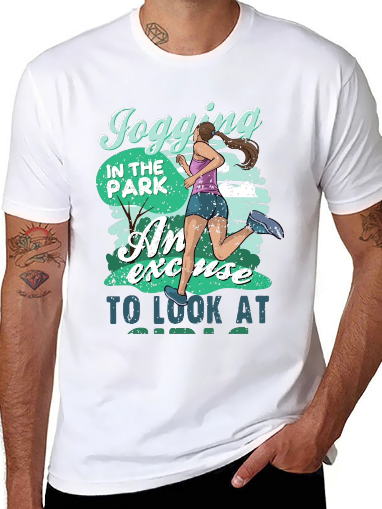 Black Jogging in the Park Funny T-Shirt view 8