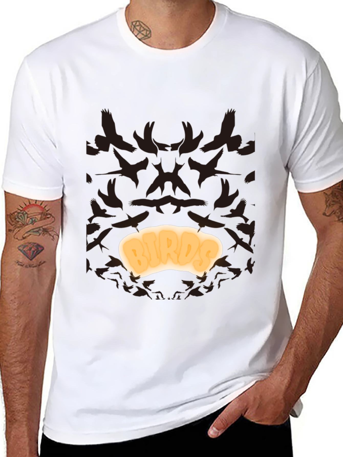 Black Birds T-Shirt - Black Cotton Tee with Unique Design view 8