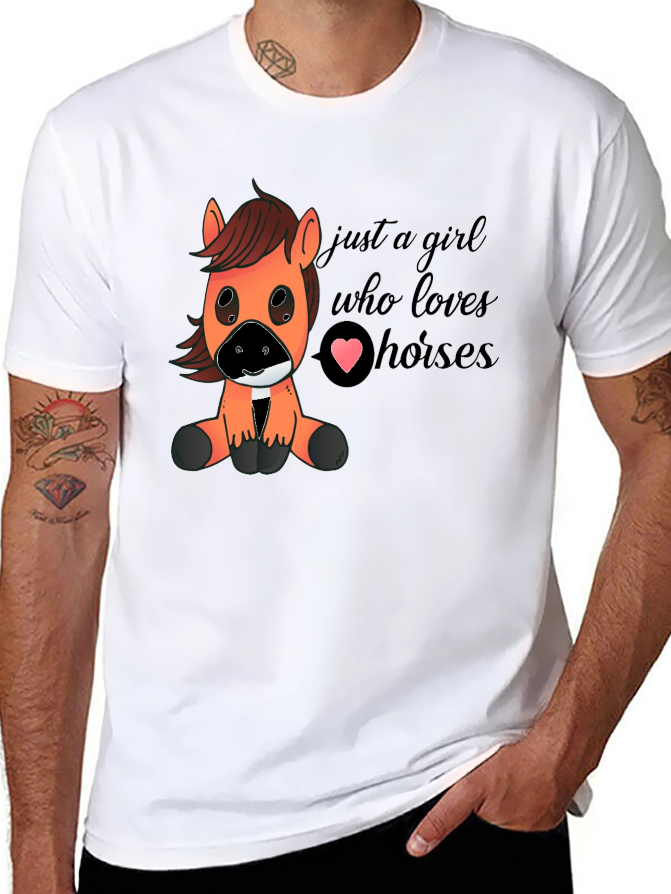 Black Cute Horse Lover T-Shirt - Just A Girl Who Loves Horses view 8
