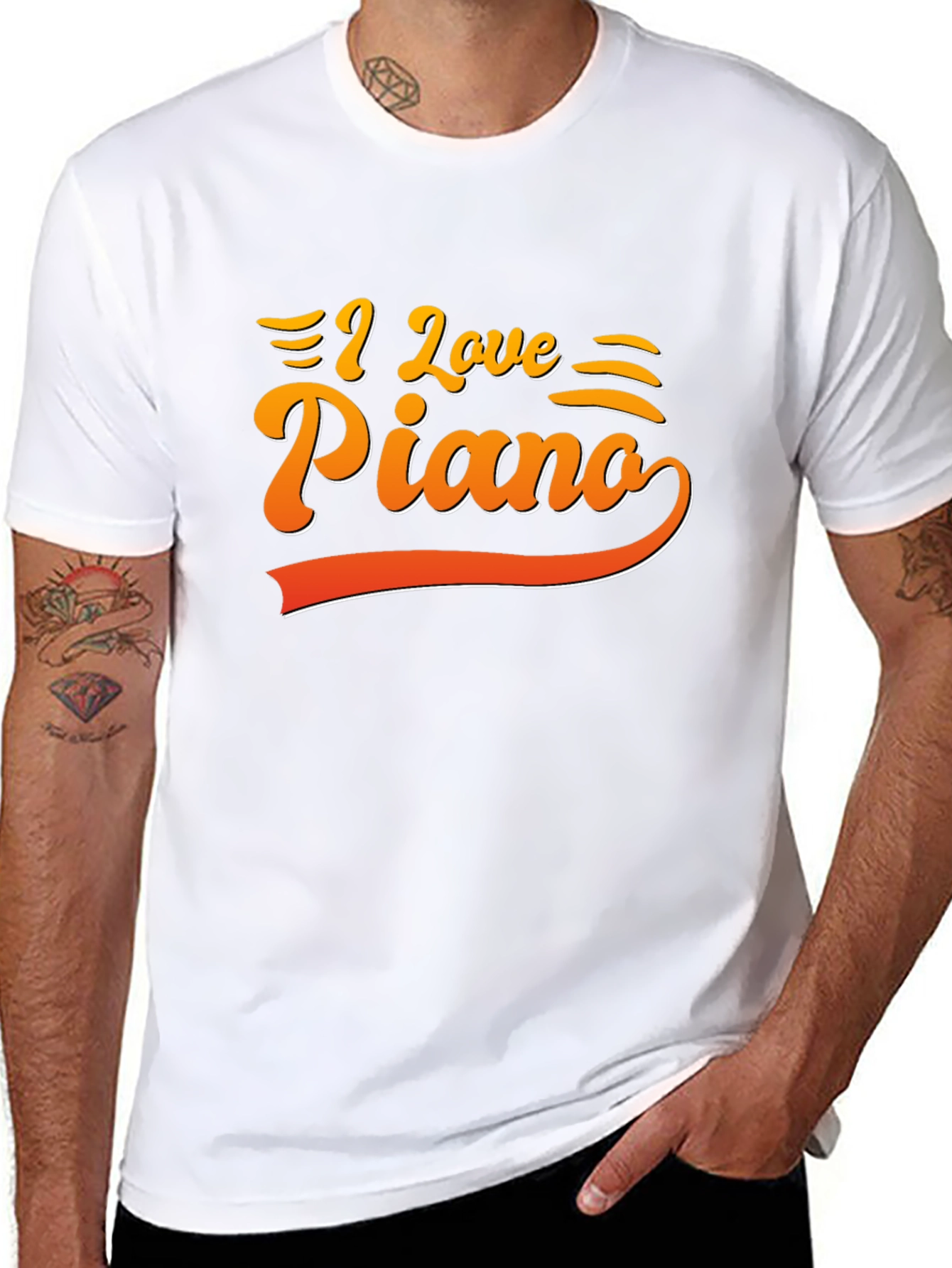 Black I Love Piano Graphic Tee - Music Lover's T-Shirt view 8