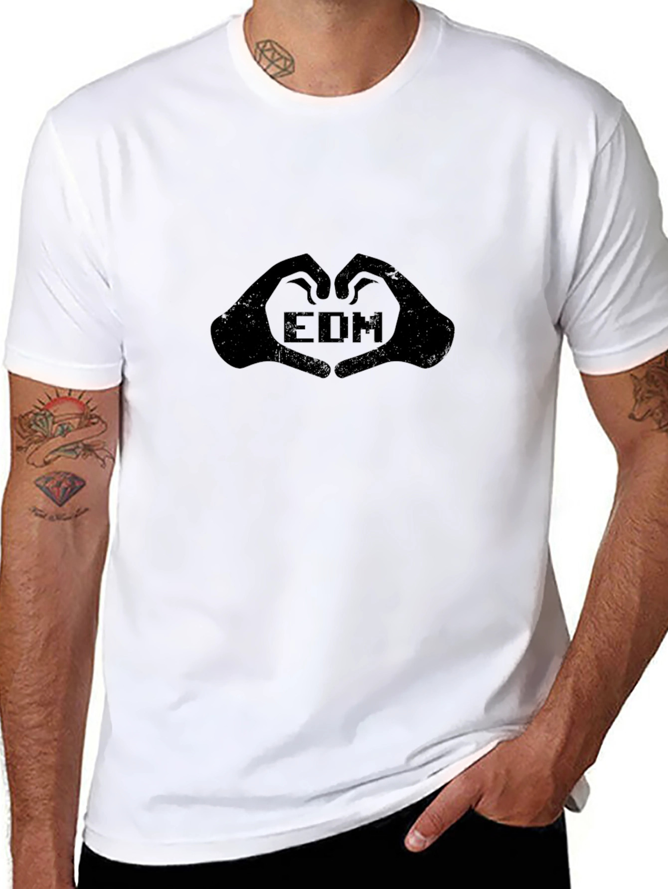 Black EDM Heart Hands Graphic Tee - Black view 8