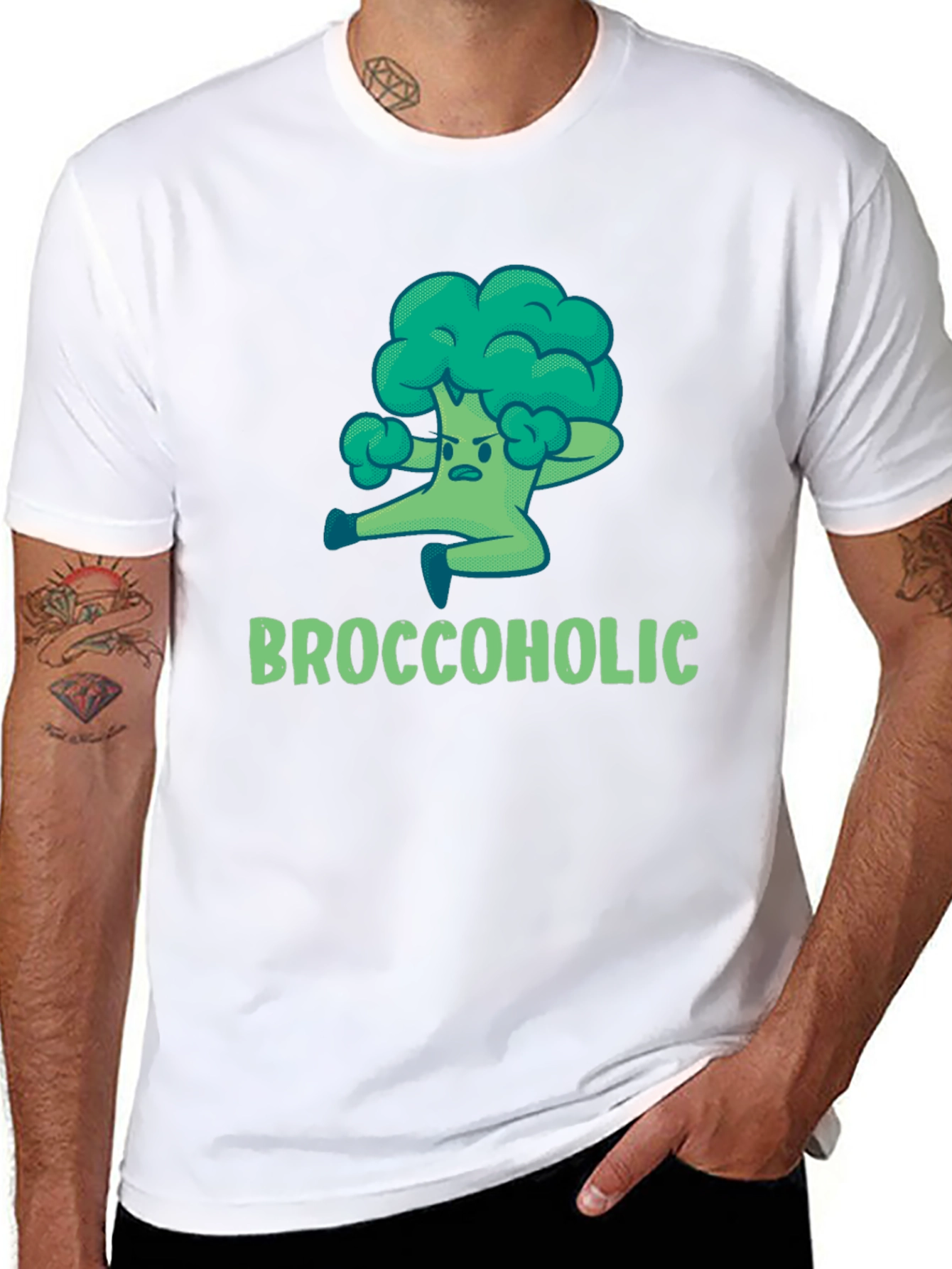Black Broccoholic T-Shirt: Funny Broccoli Lover Tee view 8