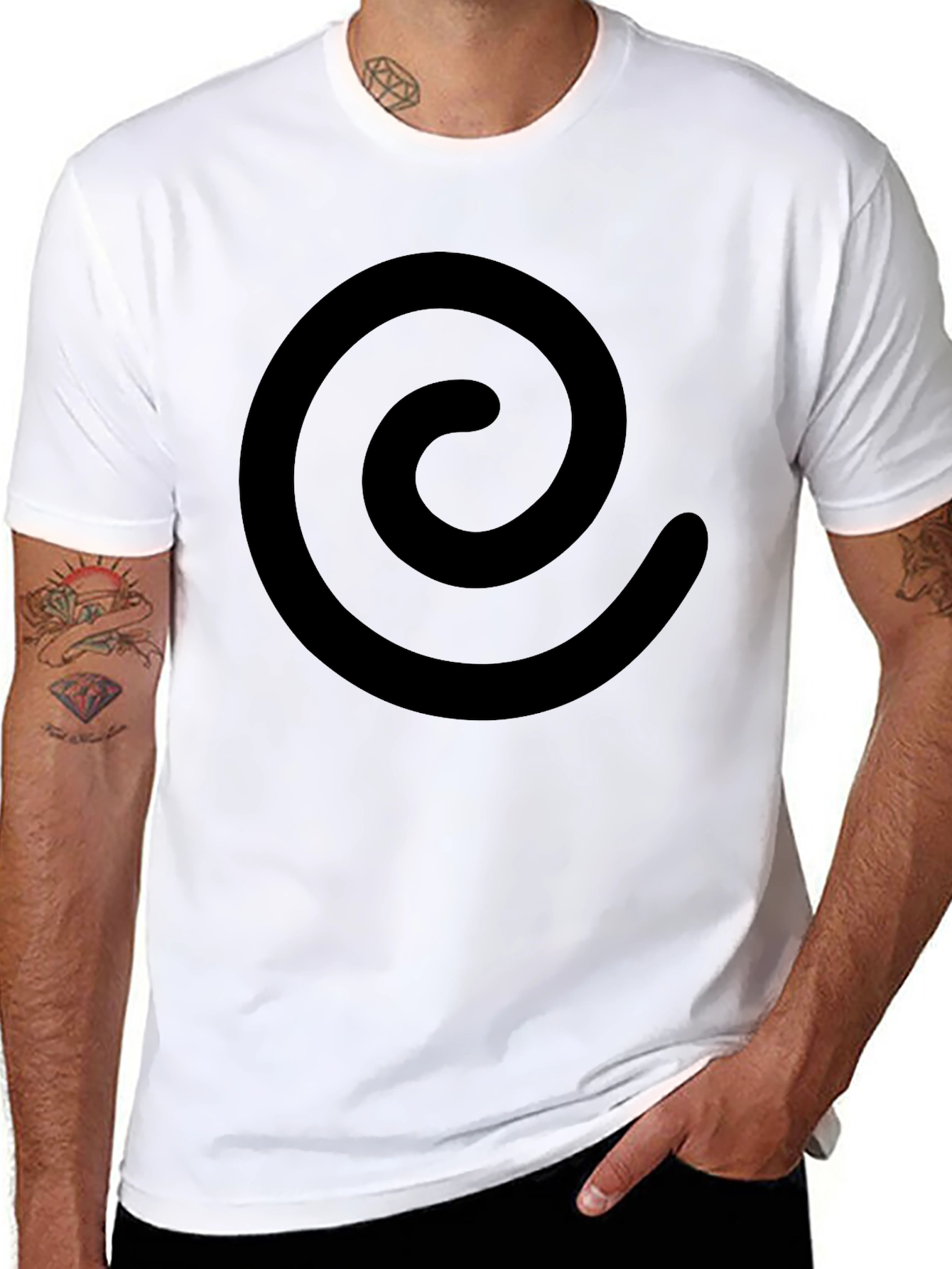 Black Minimalist Swirl Graphic Black T-Shirt view 8