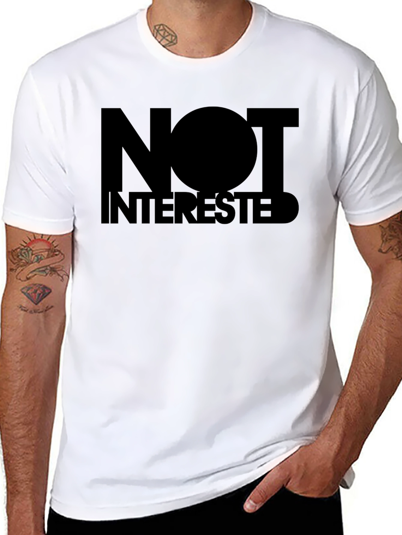 Black Not Interested Graphic T-Shirt - Bold Statement Tee view 8
