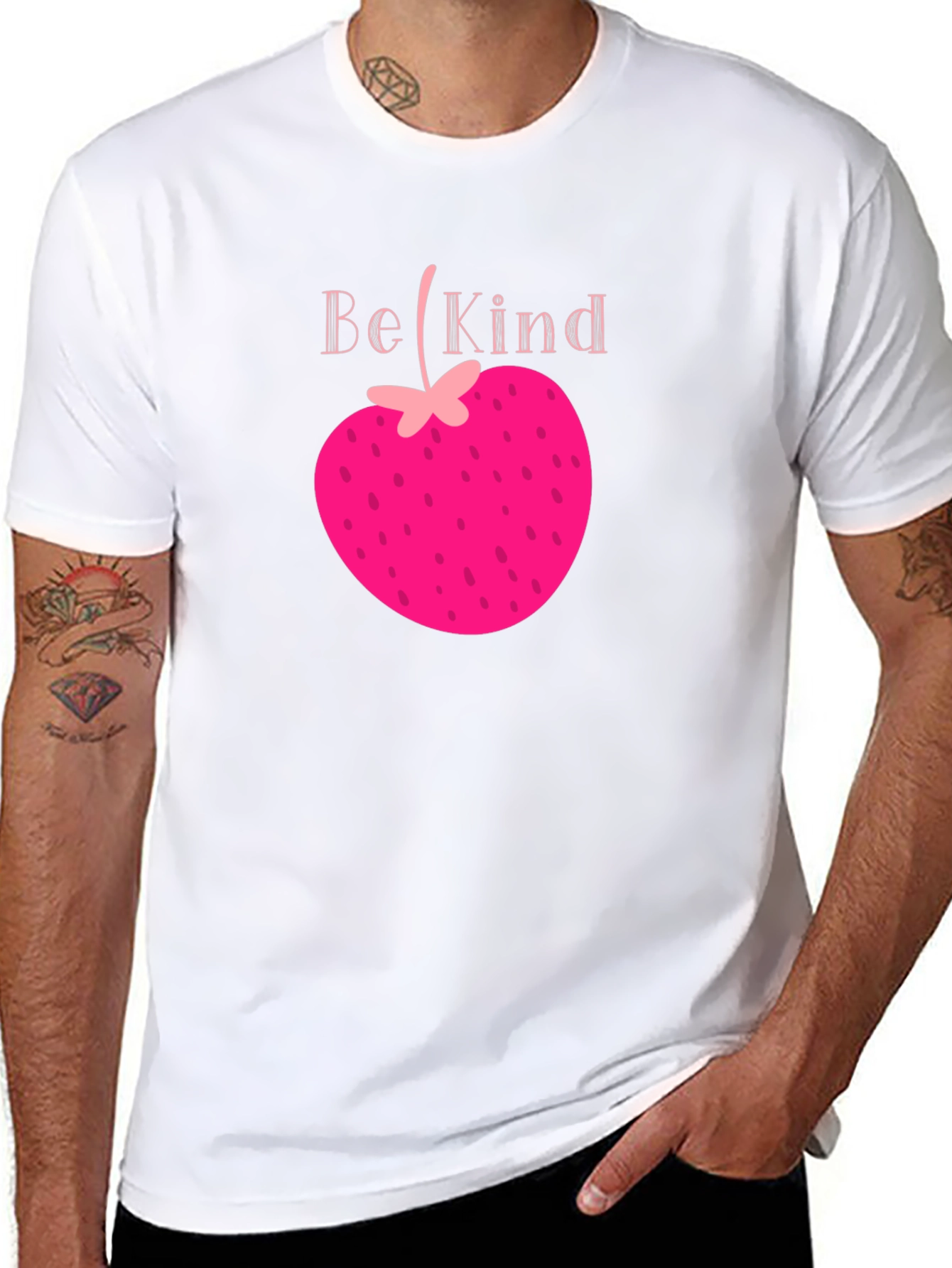Black Be Kind Strawberry Heart Tee - Black Graphic T-Shirt view 8