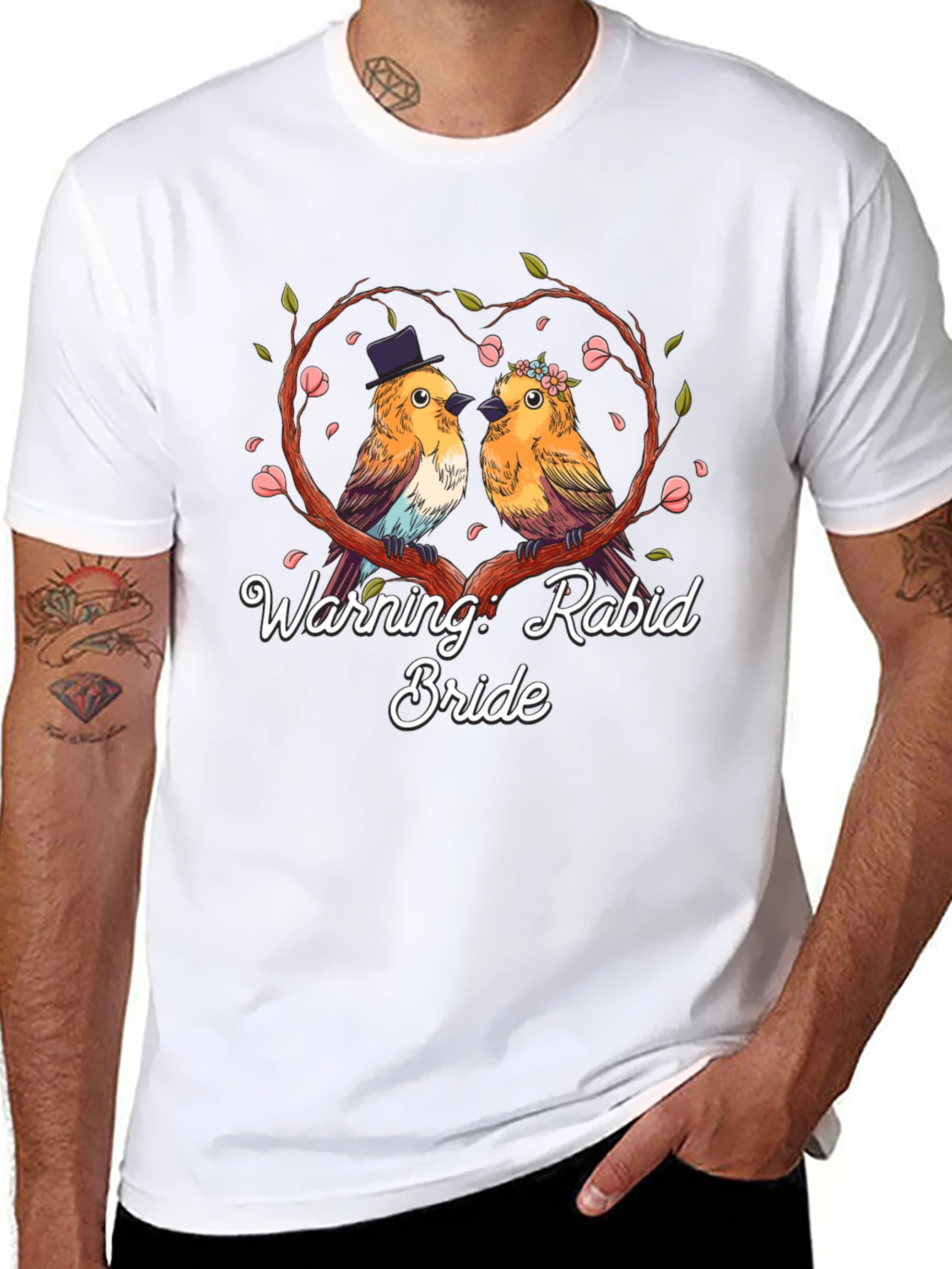 Black Warning: Rabid Bride T-Shirt Bird Lovers Funny view 8