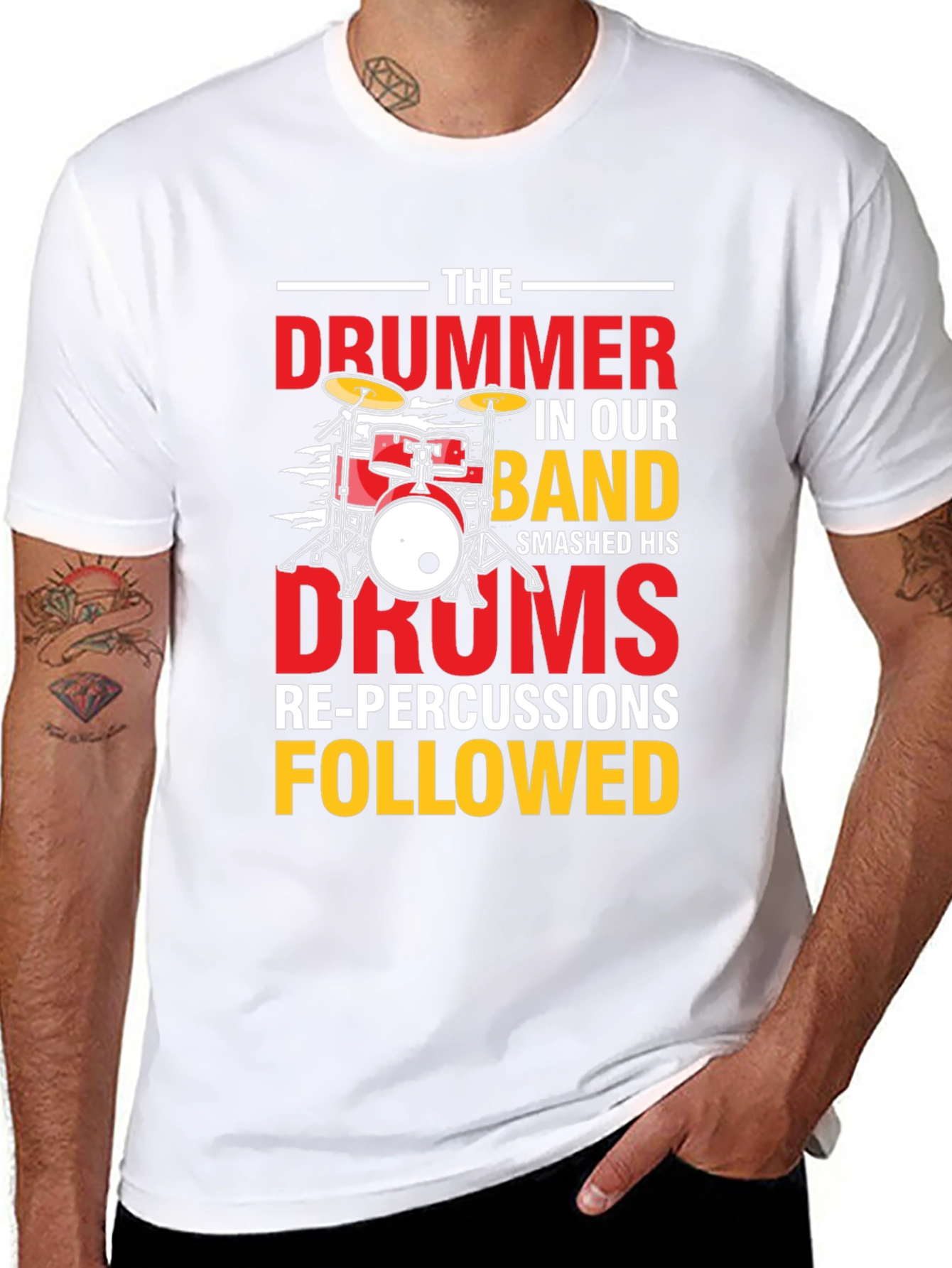 Black Drummer T-Shirt - Funny Band Re-Percussions Tee view 8