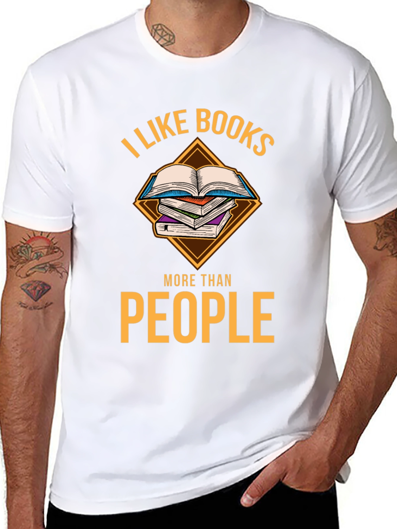 Black I Like Books More Than People T-Shirt view 8