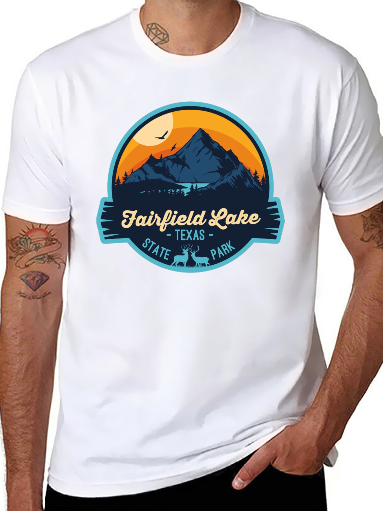 Black Fairfield Lake State Park Graphic T-Shirt view 8