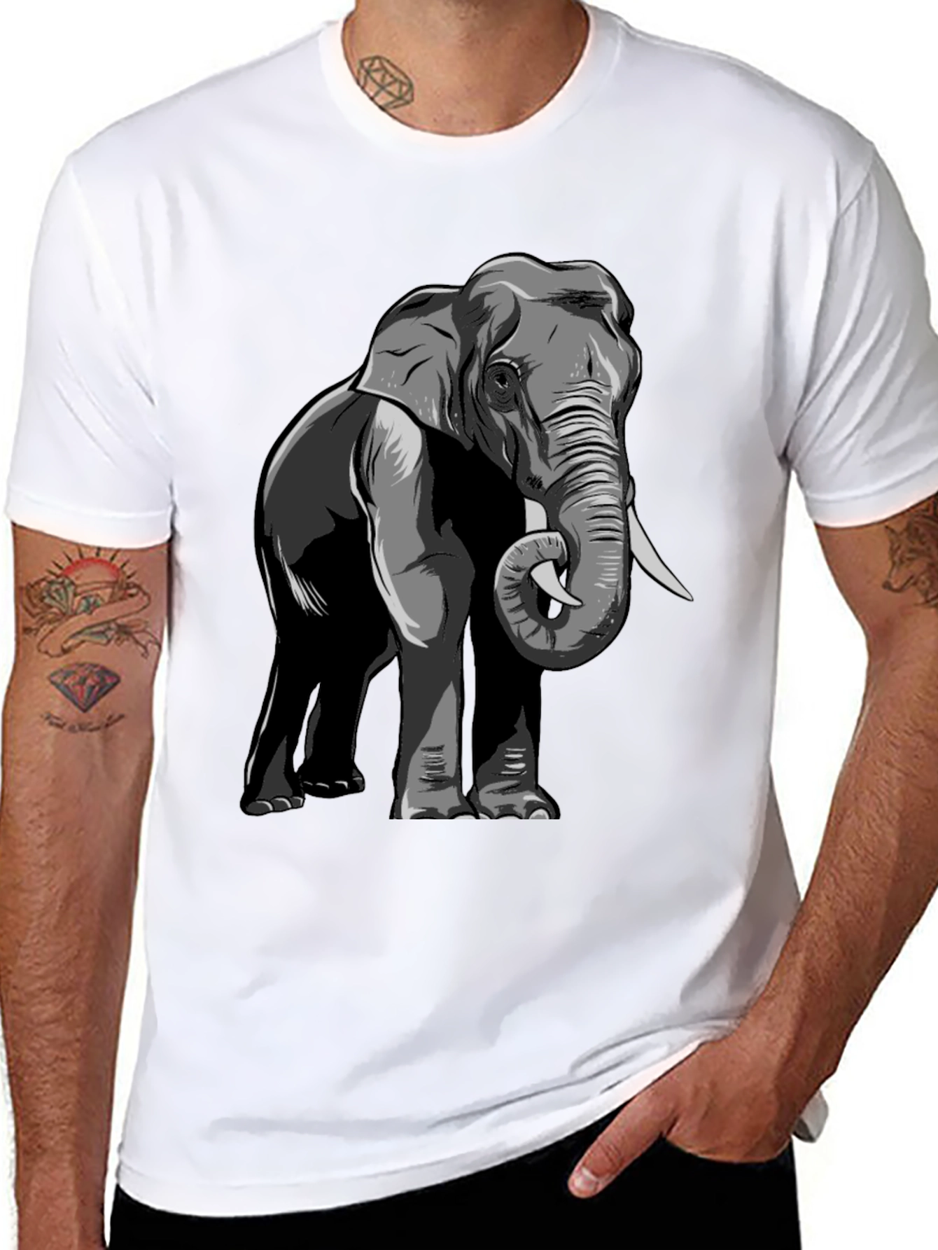 Black Elephant Graphic T-Shirt - Classic Black Tee view 8
