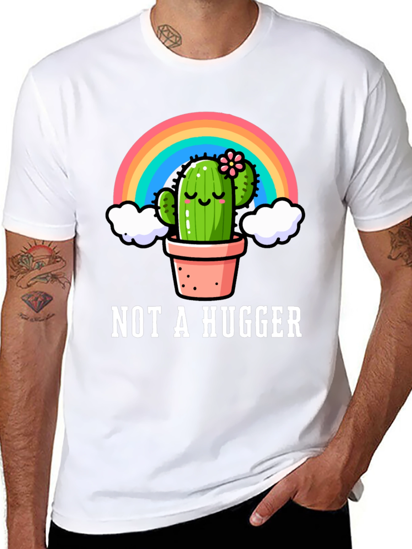 Black Not A Hugger Cactus Graphic Tee view 8