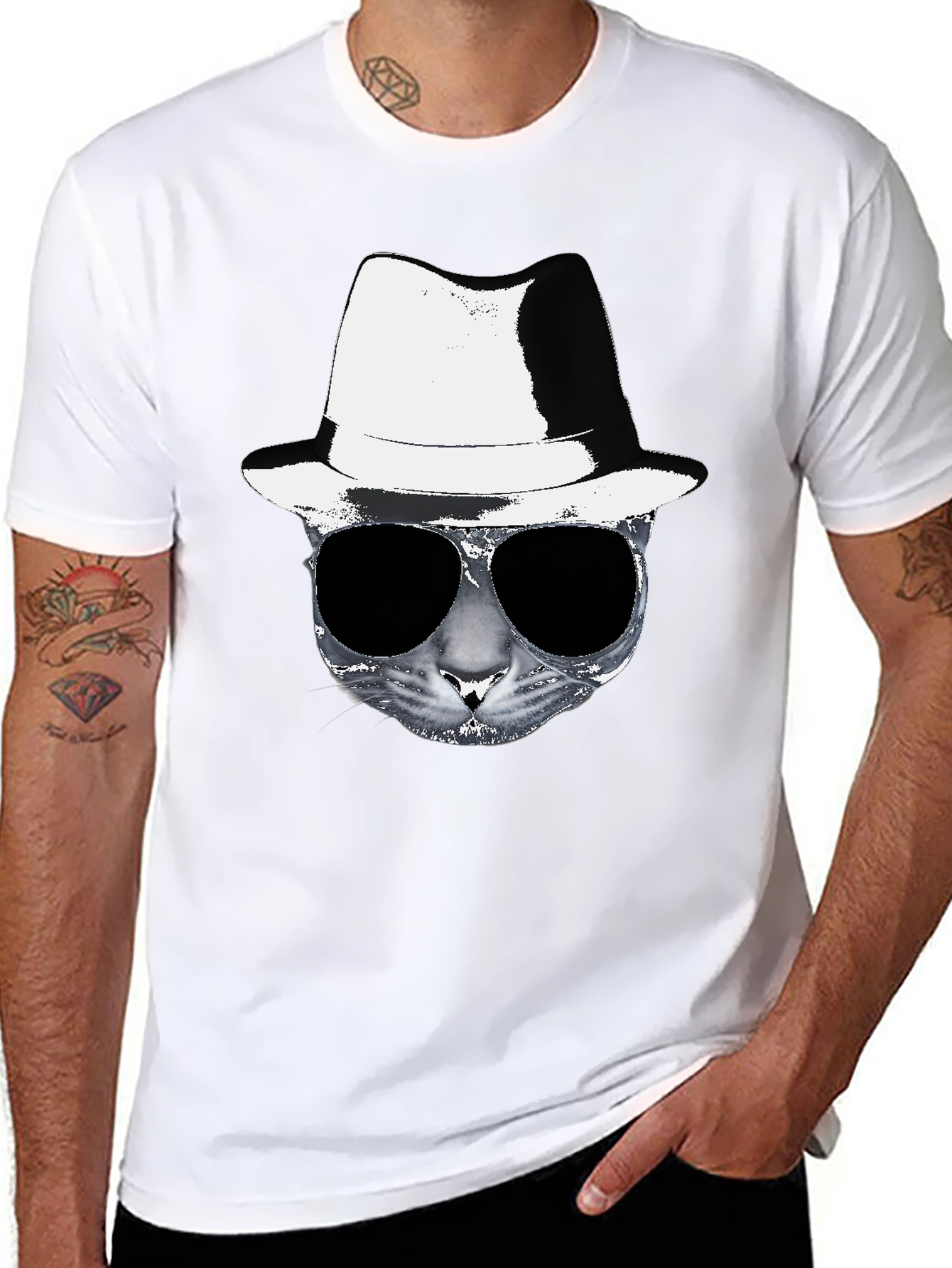 Black Cool Cat Tee - Black Graphic T-Shirt view 8