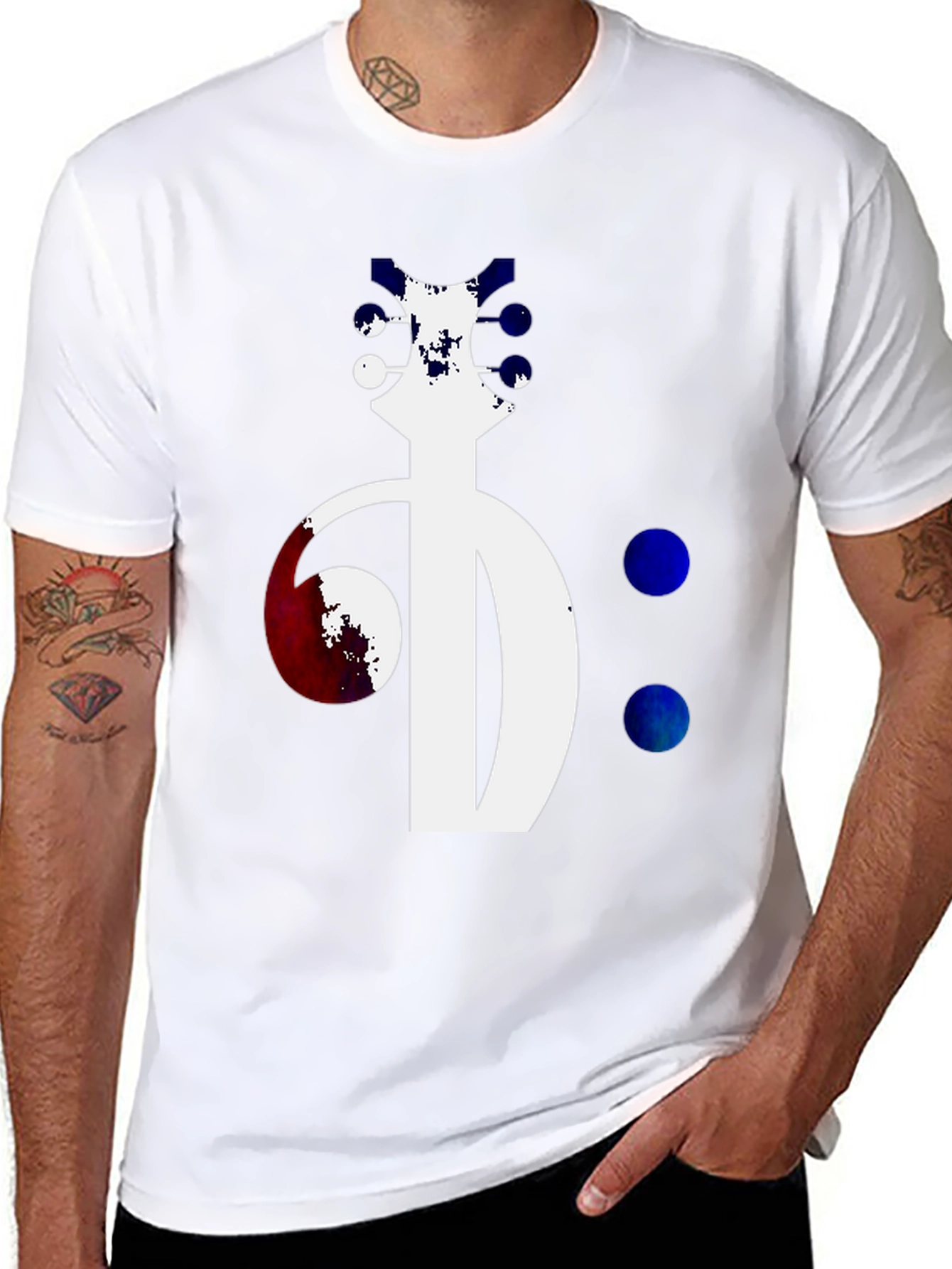 Abstract Guitar Bass Clef Graphic Tee - Unique Music Shirt - 8