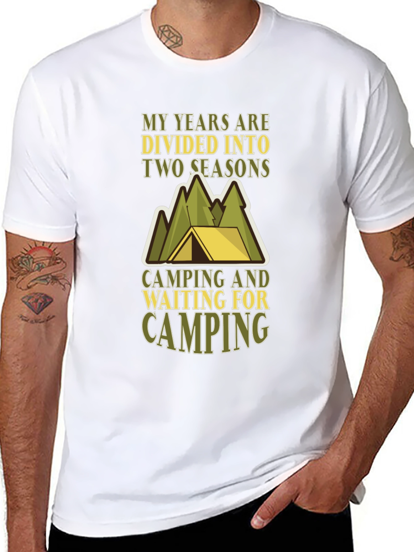 Black Camping Seasons T-Shirt - Funny Outdoor Tee view 8