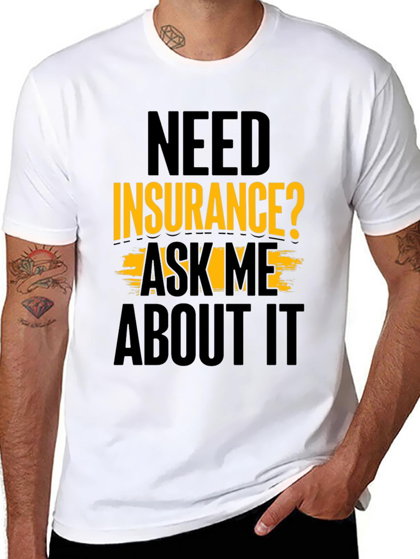 Black Need Insurance? Ask Me About It Black T-Shirt view 8