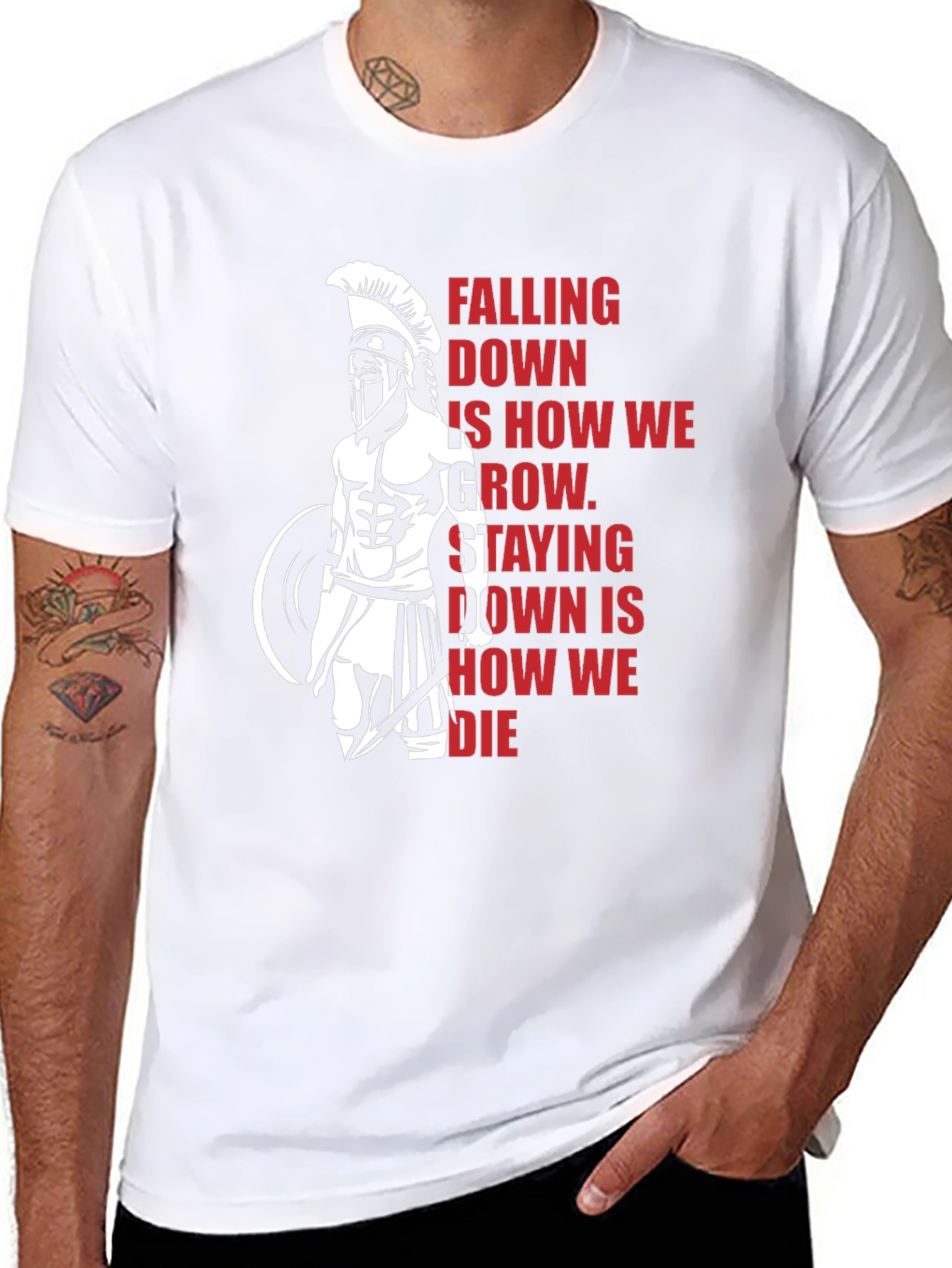 Black Spartan Warrior Motivation T-Shirt - Grow or Die view 8