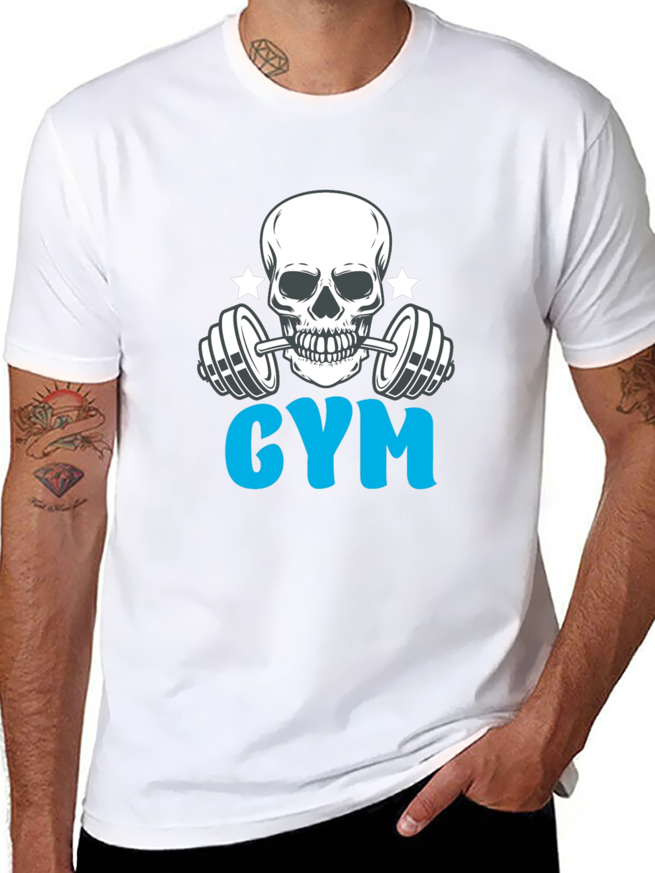 Black Gym Skull Graphic Black T-Shirt view 8