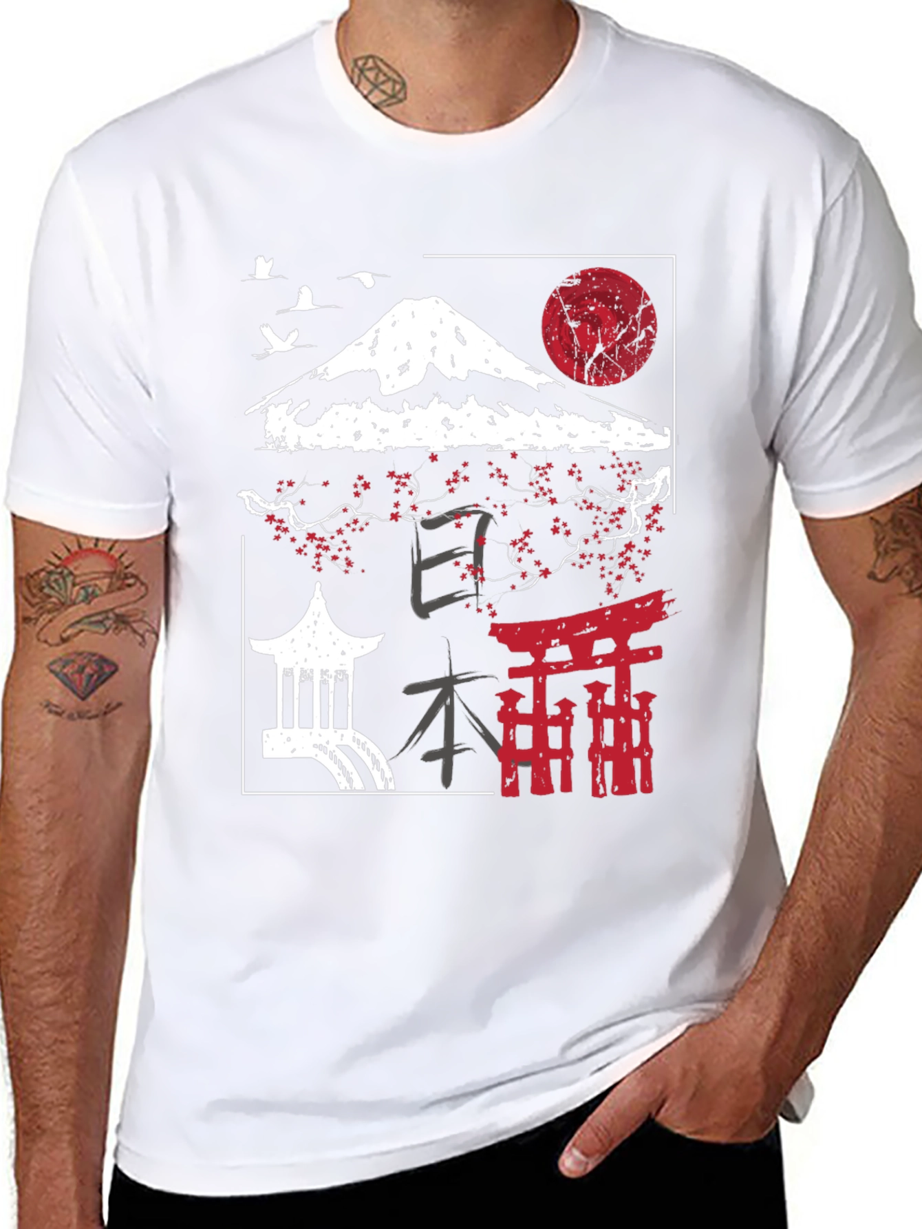 Black Japanese Landscape Graphic Tee view 8