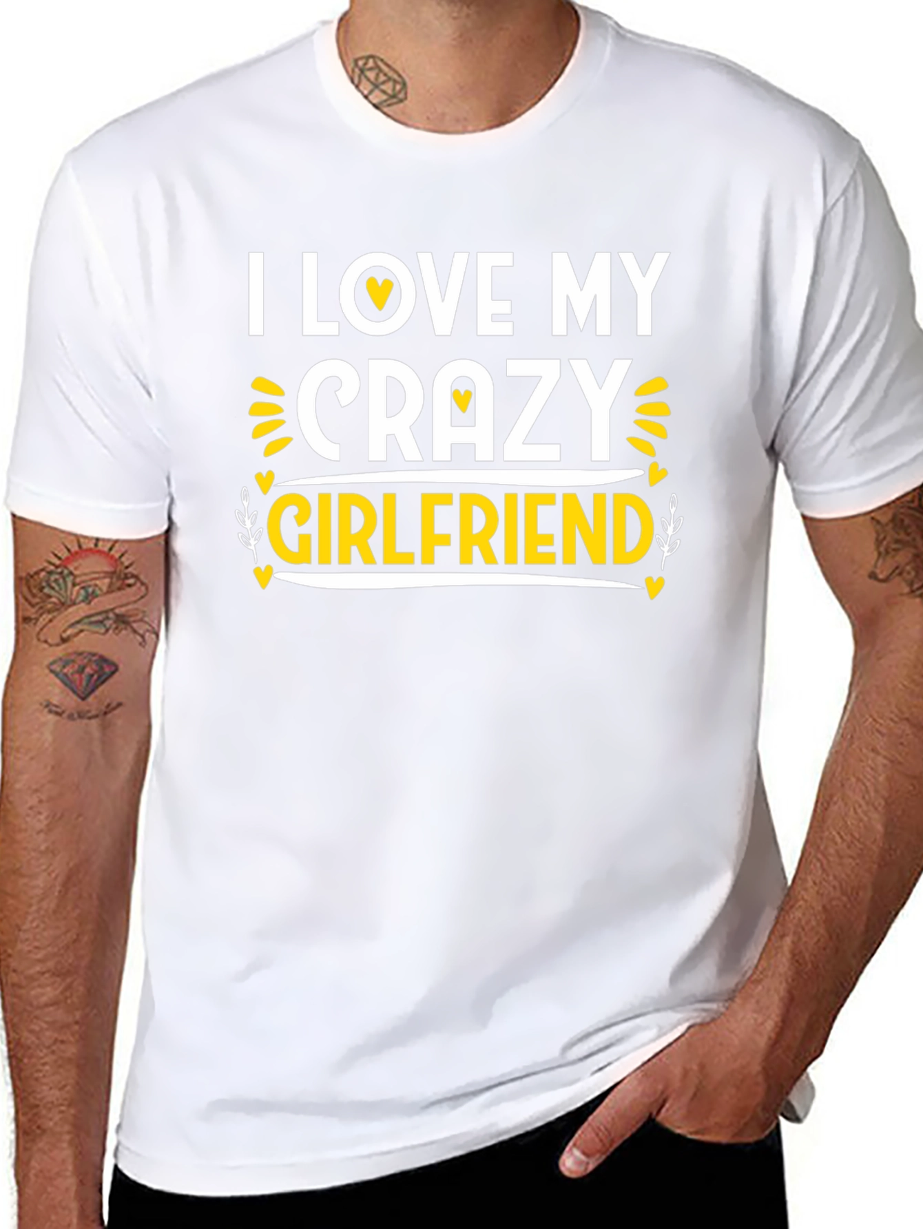 Black I Love My Crazy Girlfriend Black T-Shirt view 8
