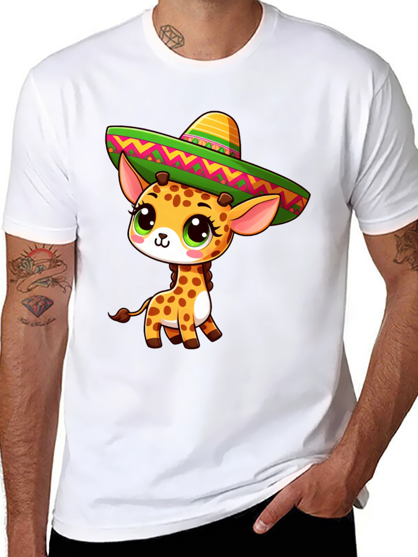 Black Giraffe Sombrero Graphic Tee view 8