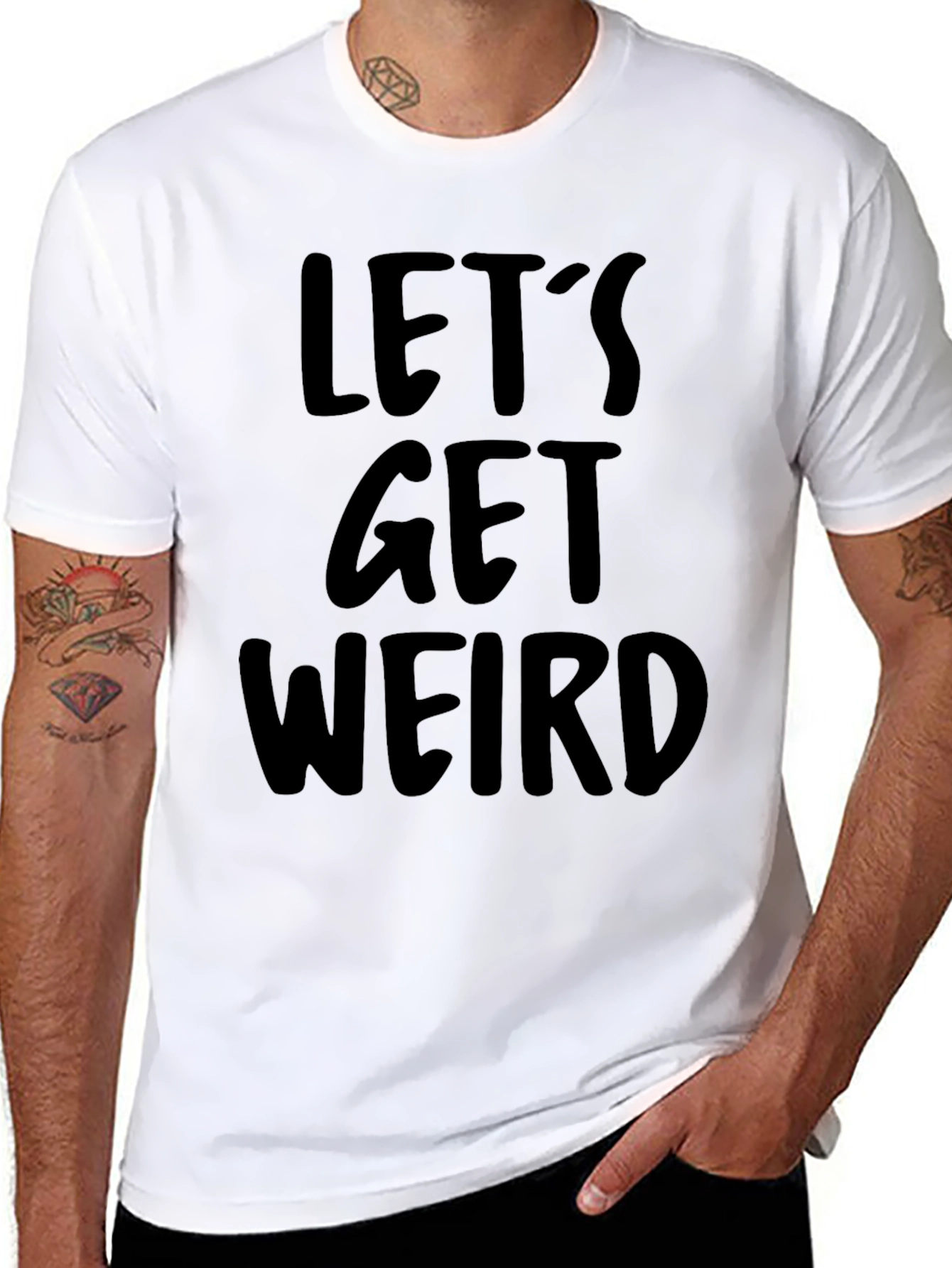 Black Let's Get Weird Graphic Tee view 8