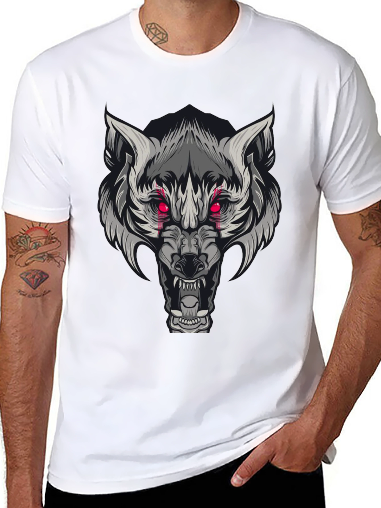 Black Wolf Graphic Print Tee - Men's Short Sleeve view 8