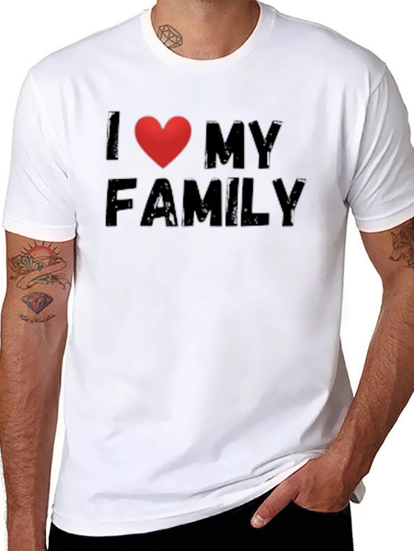 Black I Heart My Family Black Cotton T-Shirt view 8