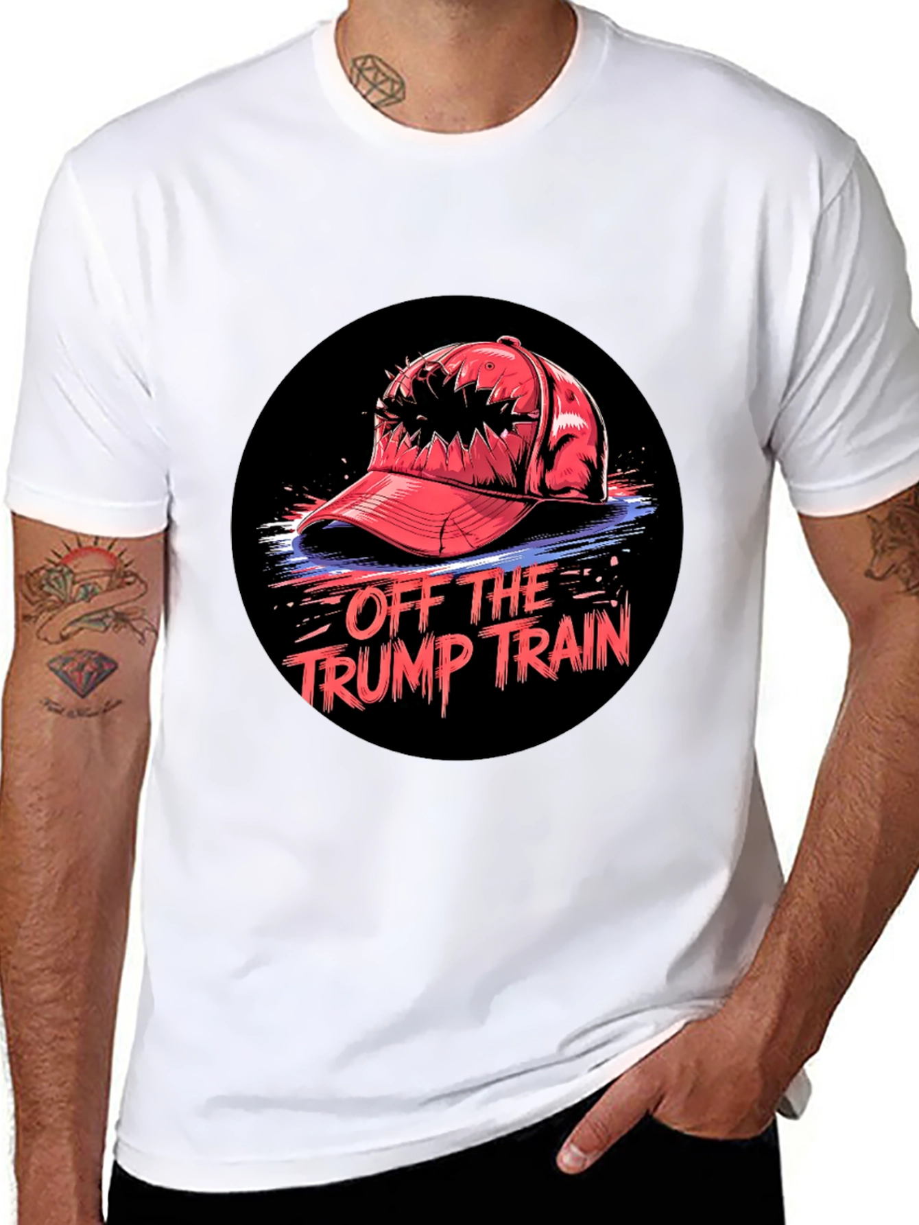 Black Off The Trump Train Graphic Tee view 8
