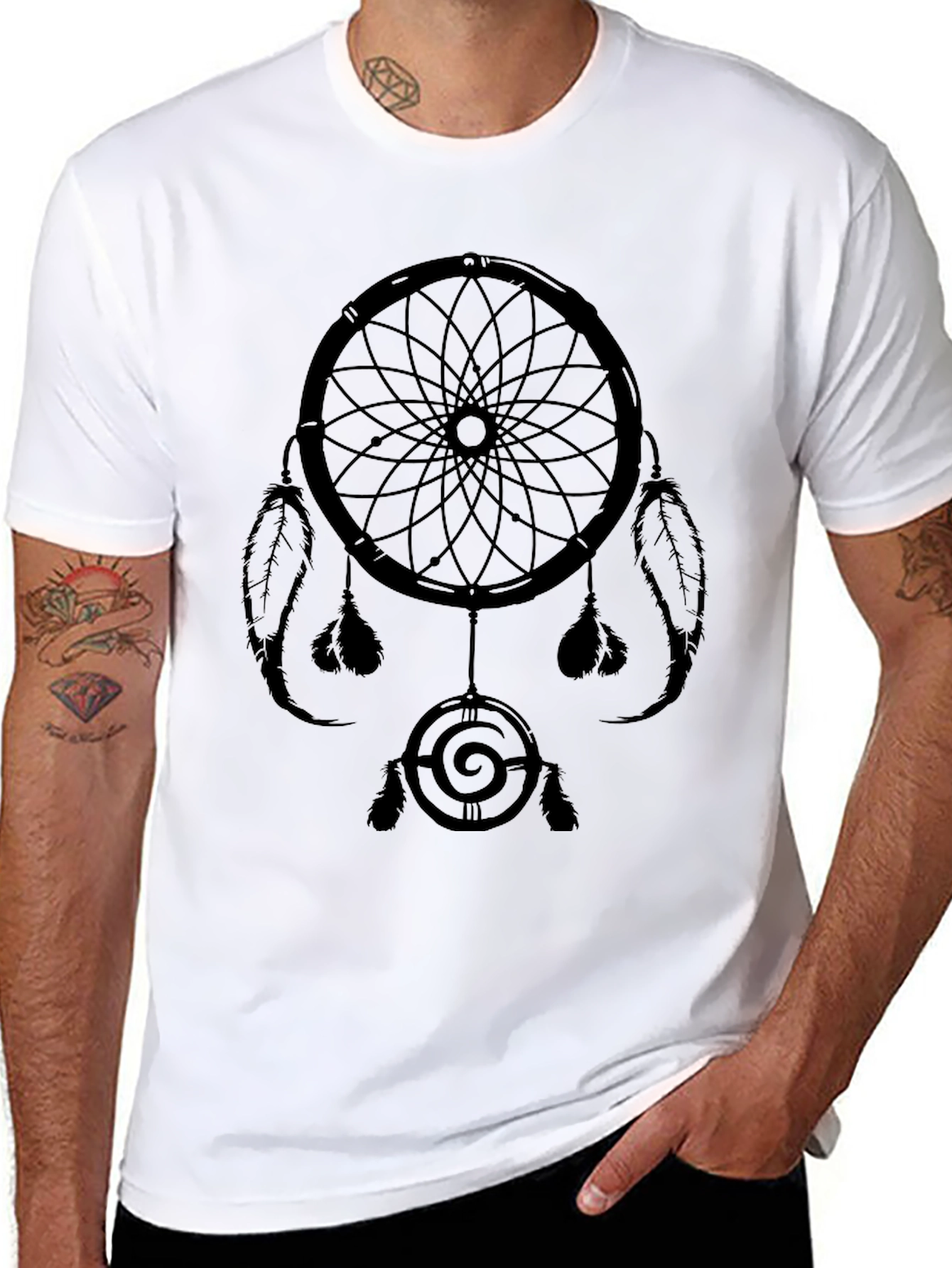 Black Dreamcatcher Graphic Print Tee - Soft Cotton Blend view 8