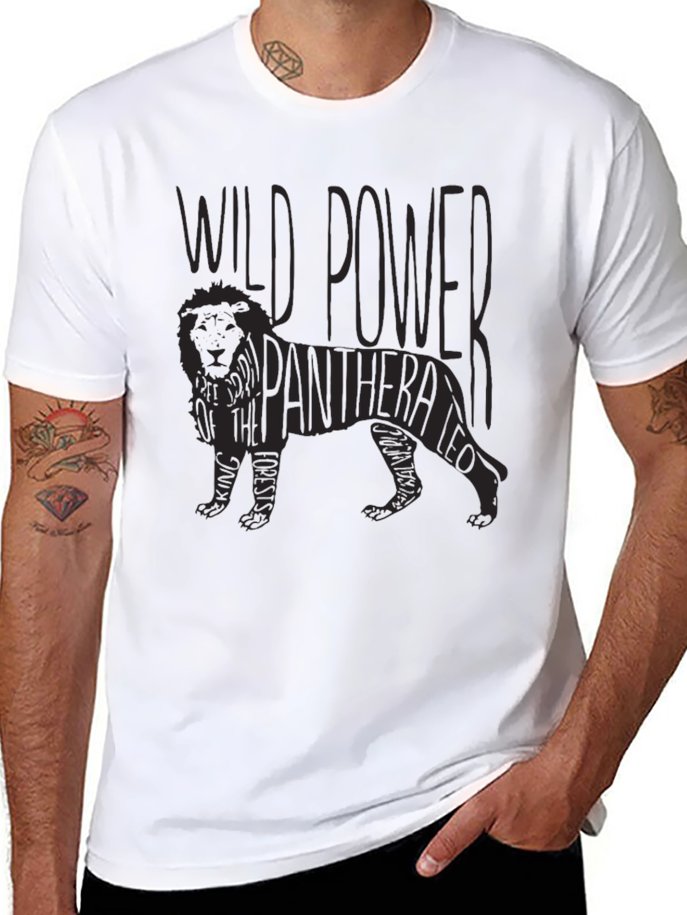 Black Wild Power Panthera Leo Graphic T-Shirt view 8