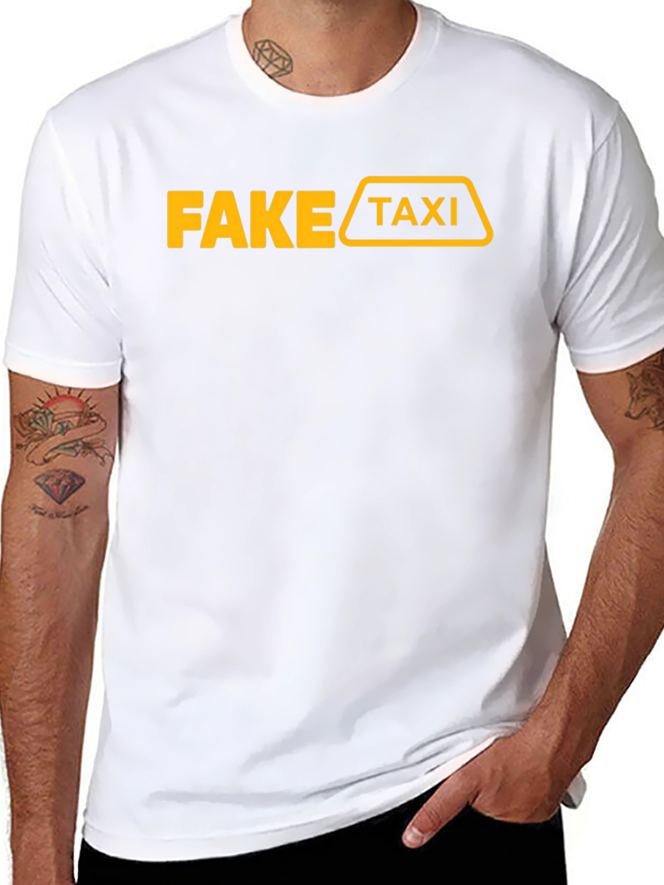 Black Fake Taxi Graphic T-Shirt Funny Adult Humor Tee view 8