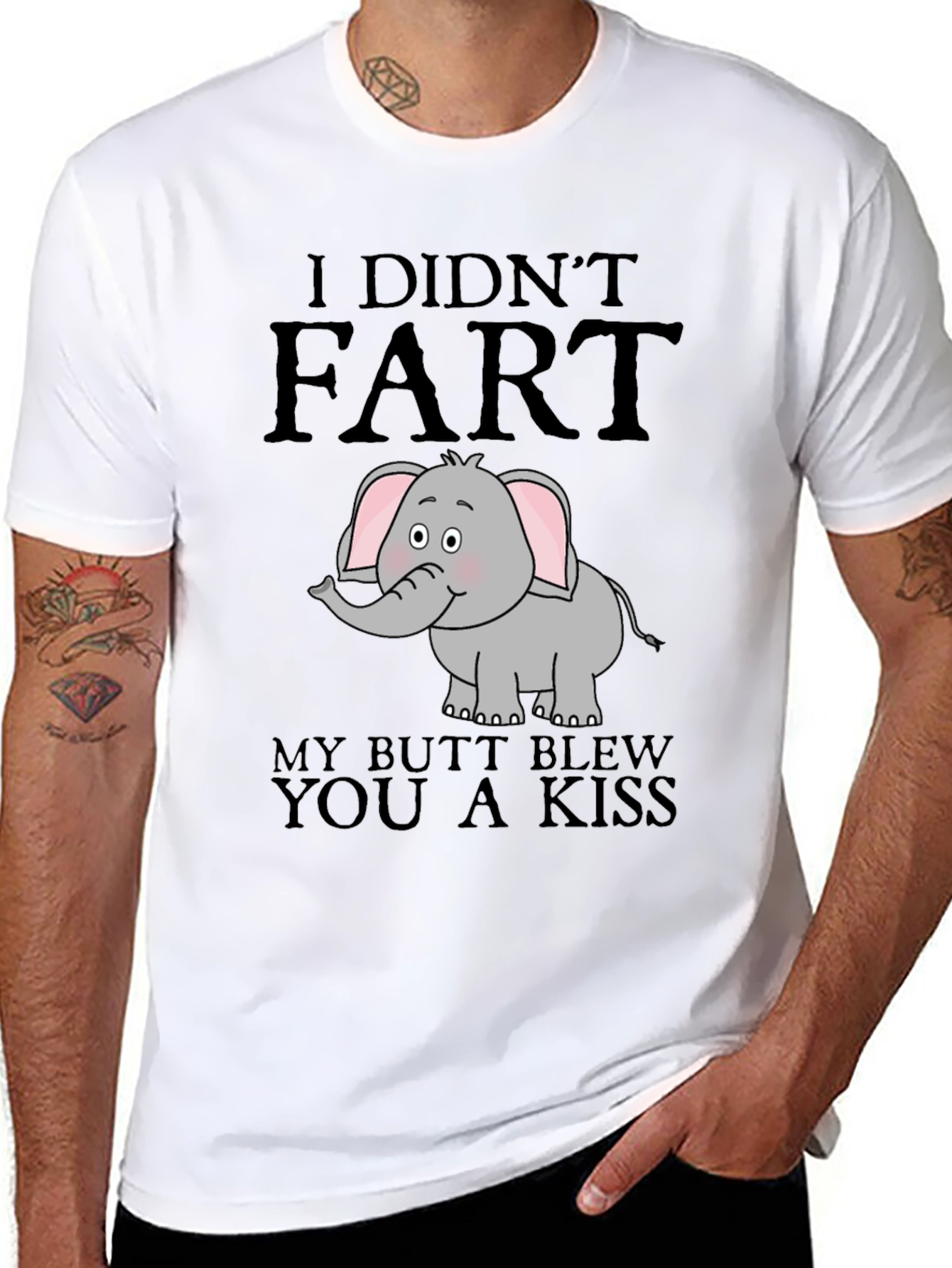 Black I Didn't Fart Elephant Graphic T-Shirt view 8